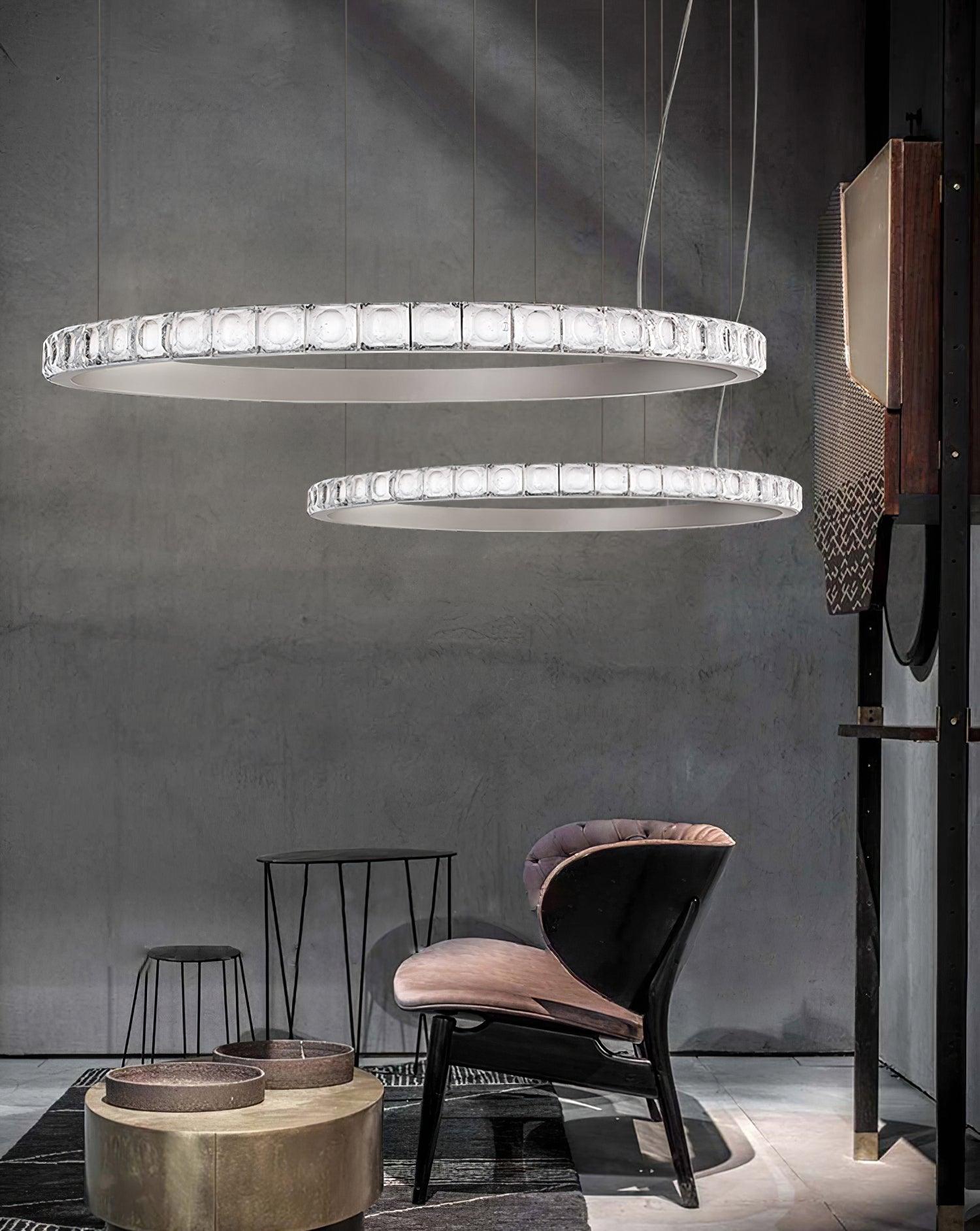 Aura Ring Chandelier - Elegant Crystal Ceiling Light Fixture for Dining Room, Living Room & Bedroom | Modern Home Decor Lighting for Wedding, Party & Special Occasions