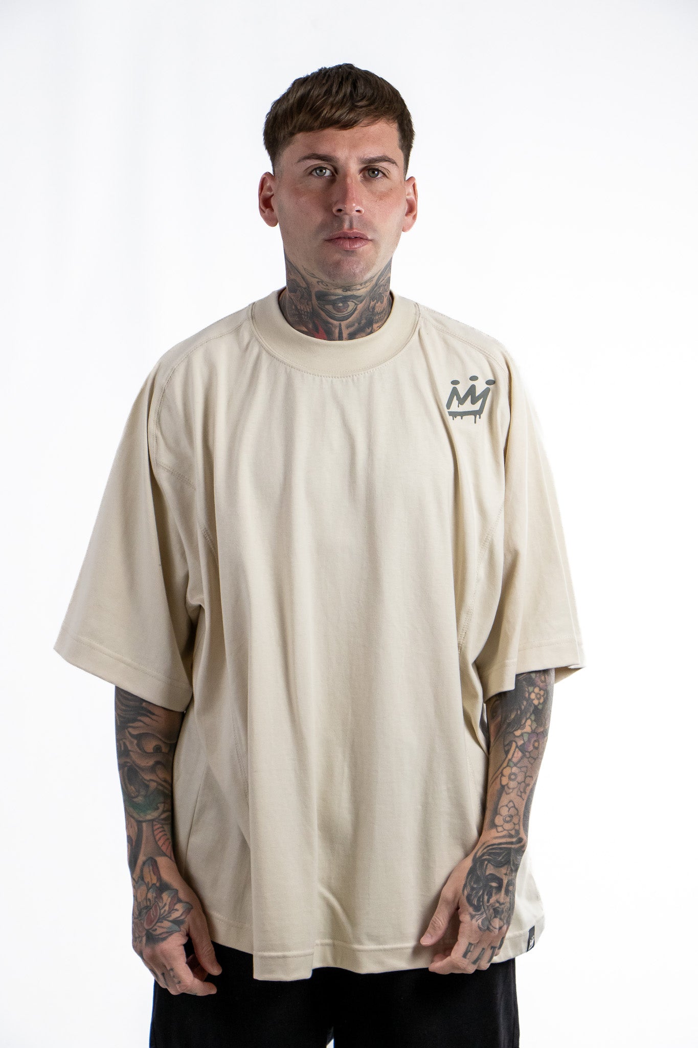 King Of Art Men's T-Shirt - Nicky Beige 6659B - Premium Cotton Casual Tee for Streetwear & Everyday Fashion