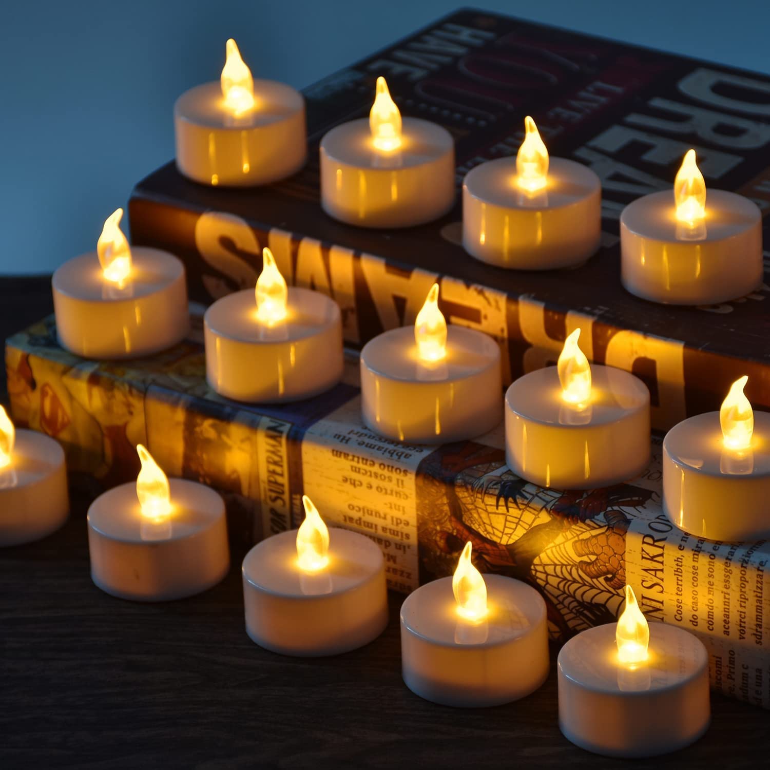 LED Tea Lights - 24 Pack Battery-Powered Flameless Candles for Wedding, Home Decor, Christmas & Birthday Party (Warm Yellow) | Romantic Ambiance, Table Centerpieces, Holiday Decorations