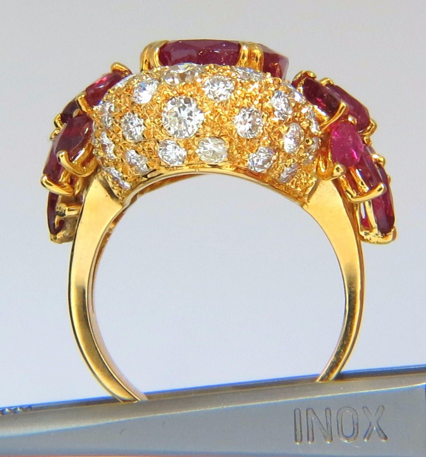 11.00CT Natural Oval Red Ruby & Diamond Cocktail Ring in 14K Gold - Elegant Jewelry for Parties, Weddings & Special Occasions