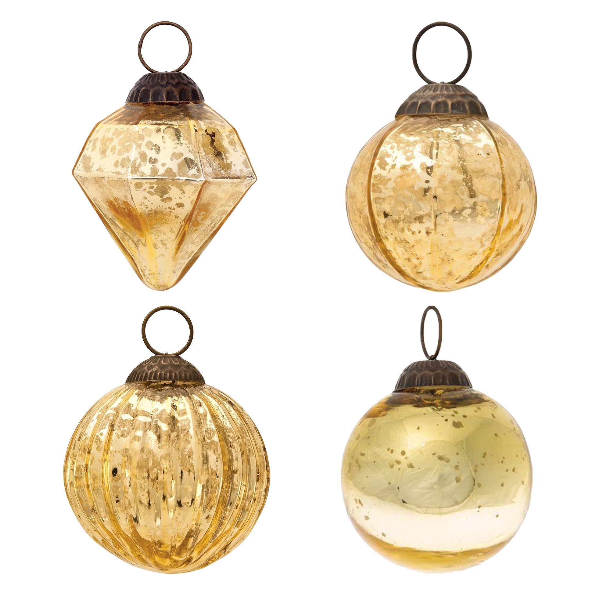 4 Pack Gold Best of Show Assorted Ornaments Set – Vintage Style Christmas Decorations for Tree, Home, Party & Special Occasions | Perfect Holiday Gift Idea for Family & Friends | Elegant Festive Decor for Mantel, Wreaths & Tablescapes