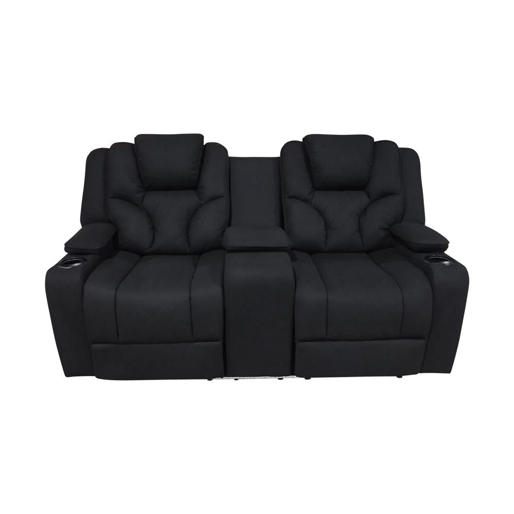 3+2+1 Seater Electric Recliner Sofa Set - Modern Rhino Fabric Black Living Room Armchair with LED Lights & USB Charging - Perfect for Home Theater, Gaming & Family Relaxation