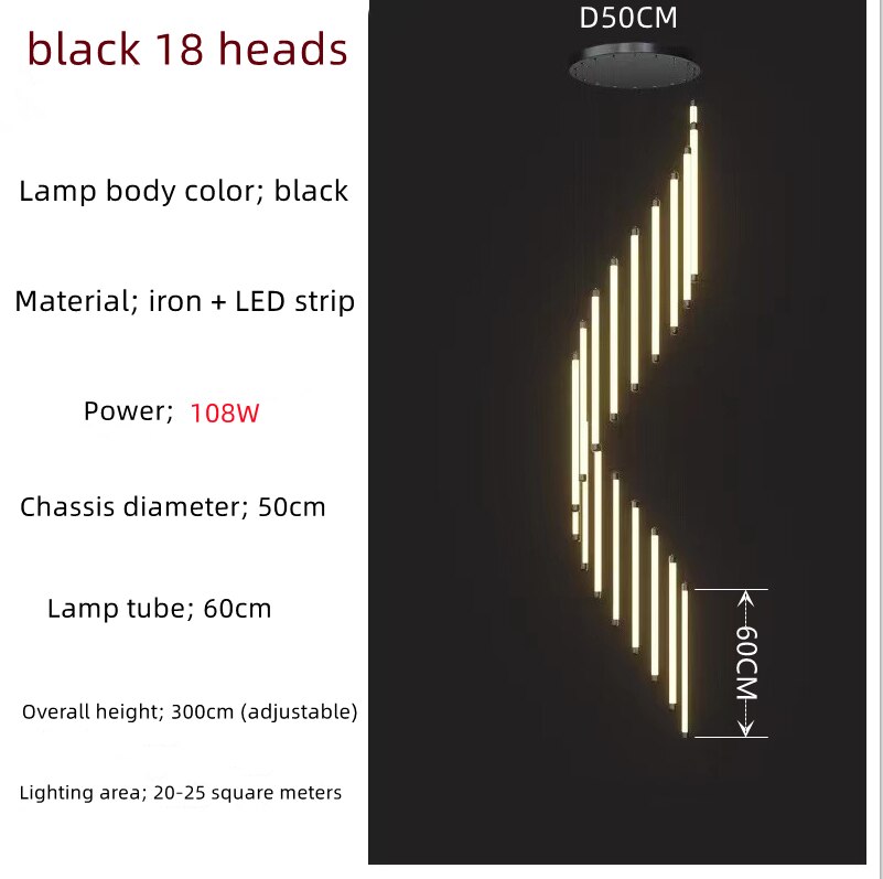Modern LED Staircase Chandelier Lighting - Energy Efficient Crystal Pendant Light for Hallway, Foyer & Stairwell Decor - Perfect for Home, Hotel or Office Interior Design