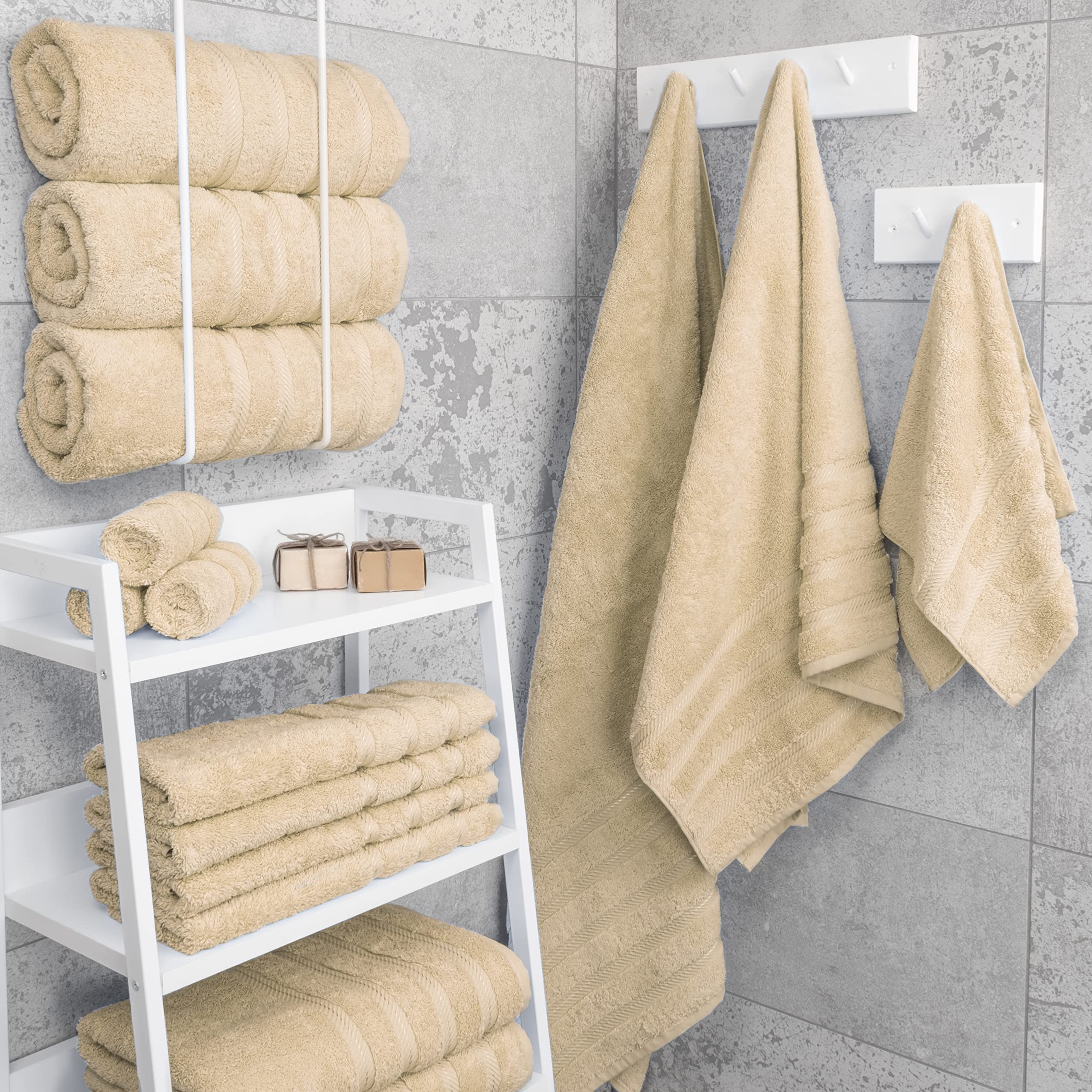 Premium 6-Piece Soft Linen Towel Set with 4 Bath & 4 Hand Towels - Luxury Bathroom Essentials for Spa, Hotel & Home Use - Ultra Absorbent & Quick Dry