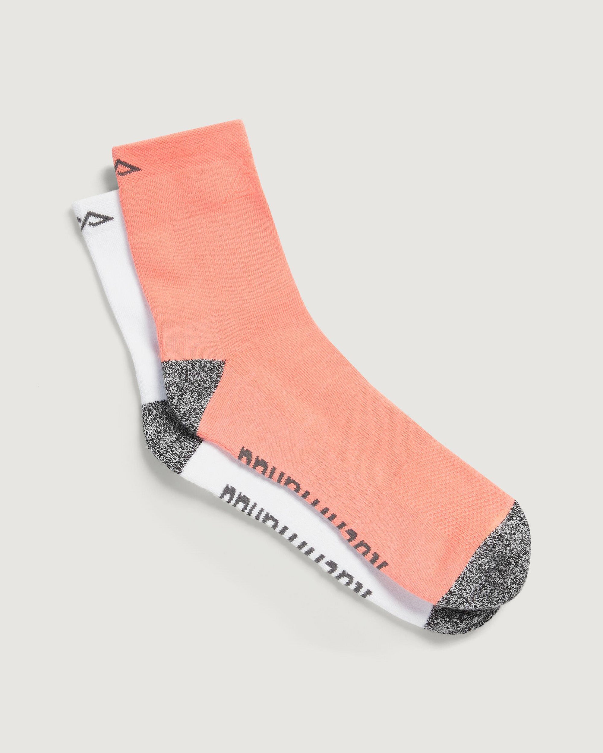 Accion driMOTION Quarter Crew Socks - 2 Pack White & Blush Pink - Moisture-Wicking Athletic Socks for Running, Gym & Everyday Wear