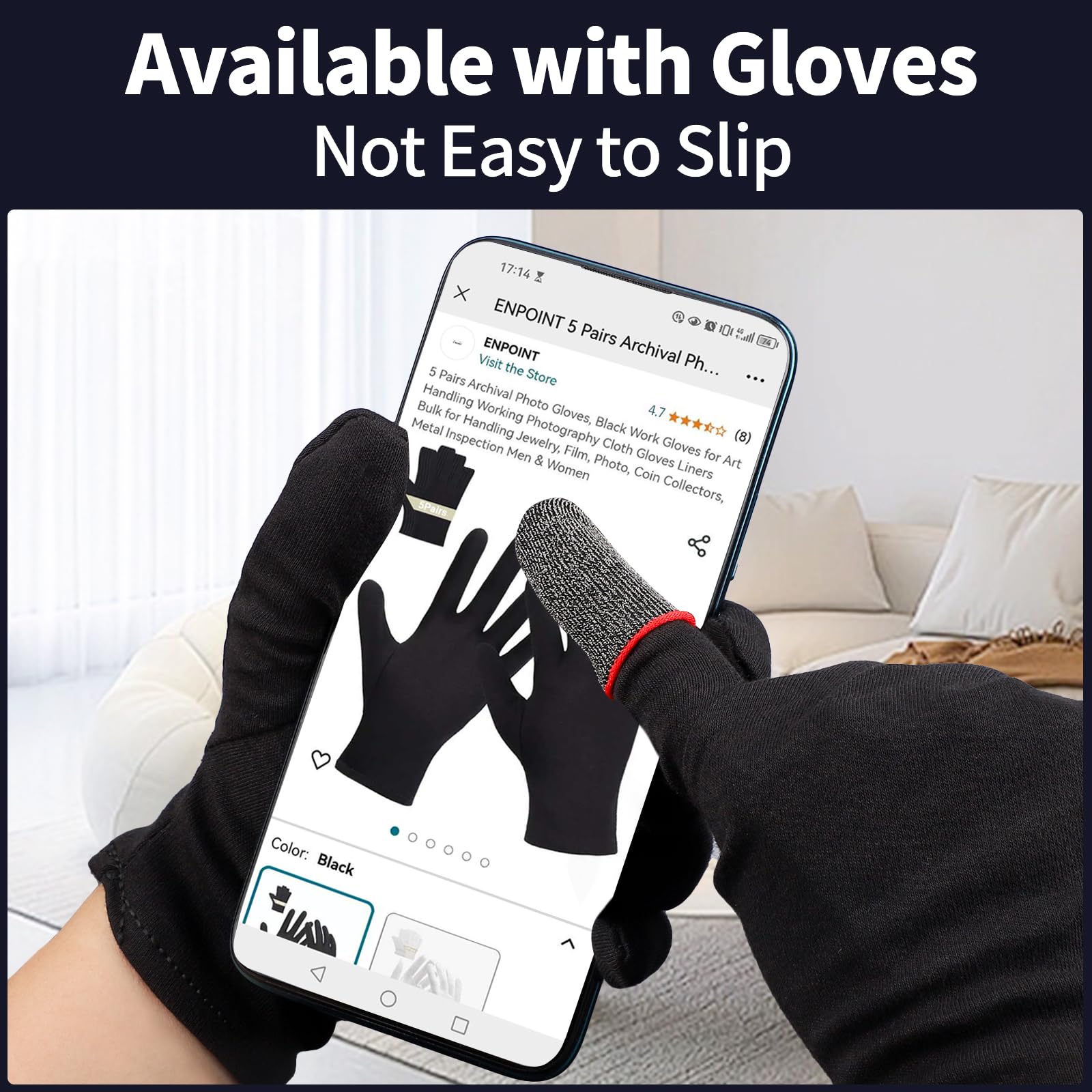 Black Gaming Thumb Sleeves - 20 Pack Professional Finger Covers for Mobile Games like Call of Duty & PUBG - Improve Grip & Reduce Fatigue for Competitive Gaming Sessions