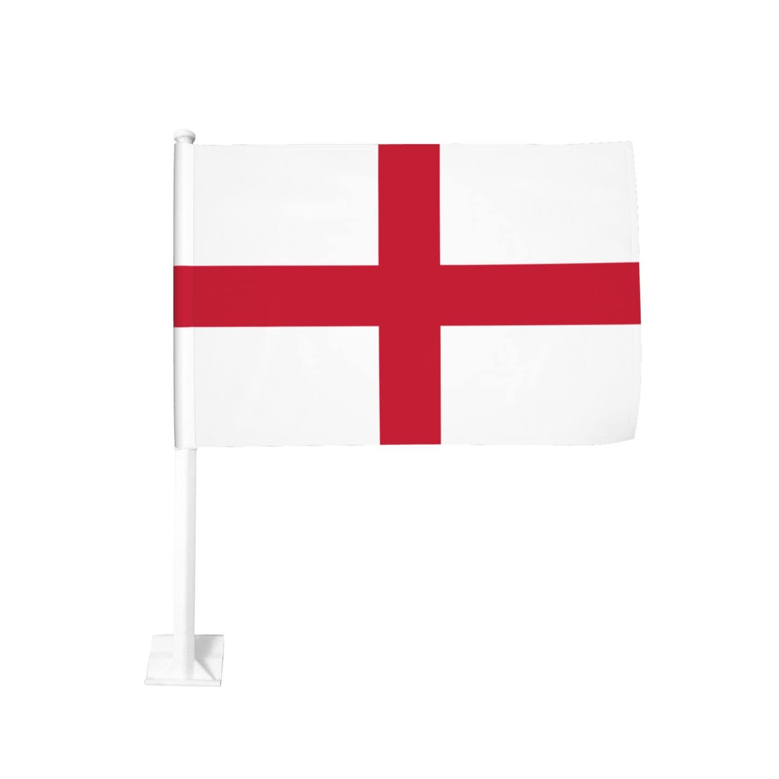 England Flag 12x18 Inch Double-Sided Car Flag with Clip - Outdoor Window Decoration for Cars, Trucks & SUVs - Perfect for Football Matches, National Celebrations & Road Trips