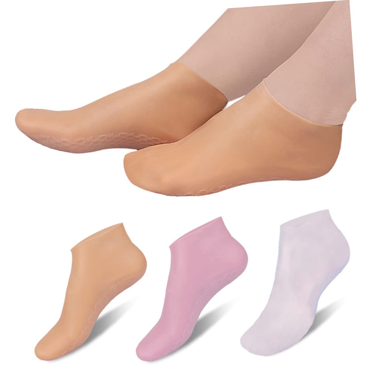 BIUDECO Moisturizing Foot Socks for Dry Cracked Feet - Overnight Spa Treatment Socks with Elastic Cuff - Best Gift for Women (Christmas, Birthday) - Perfect for Nighttime Foot Care & Relaxation