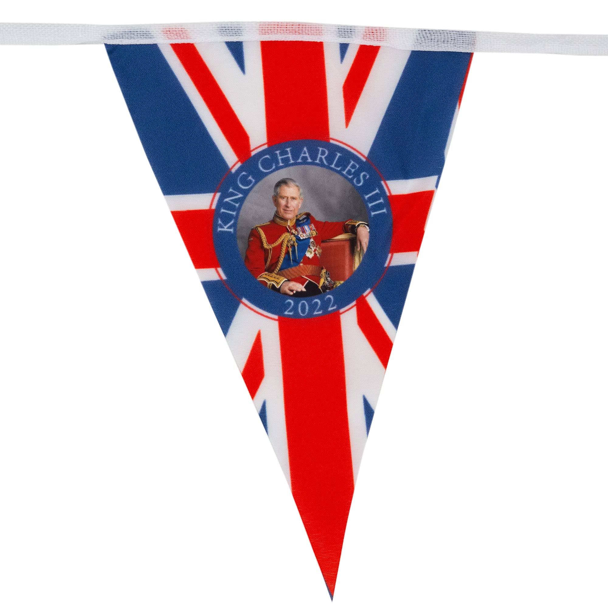 SA Products King Charles Coronation Decorations - 21x14CM Union Jack Flags (15M Long) - Royal Kings Coronation Party Supplies | Perfect for Home Decor, Street Parties & British Themed Events