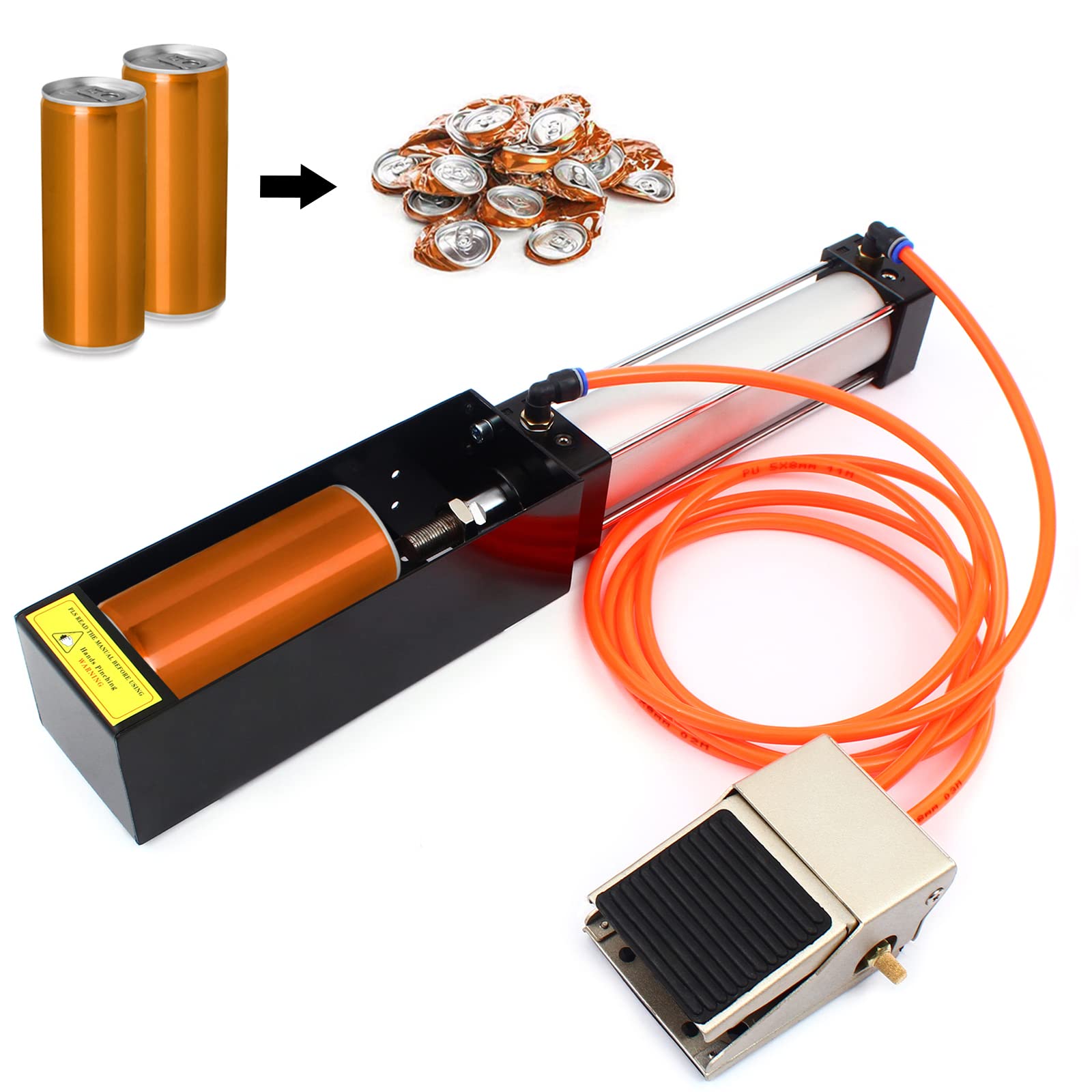 Heavy Duty Aluminum Pneumatic Can Crusher - Air Cylinder Foot Valve for Soda & Beer Cans | Eco-Friendly Recycling Tool for Home, Garage & Commercial Use | Durable Can Smasher for Efficient Recycling