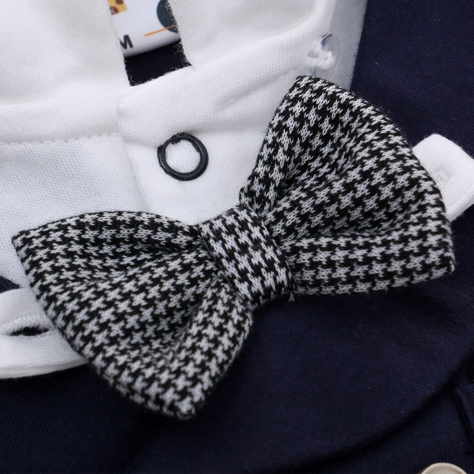 Baby Boy Formal Suit Footed Pajamas - Tuxedo Style One-Piece Outfit with Double-Breasted Design for Parties, Holidays & Special Occasions