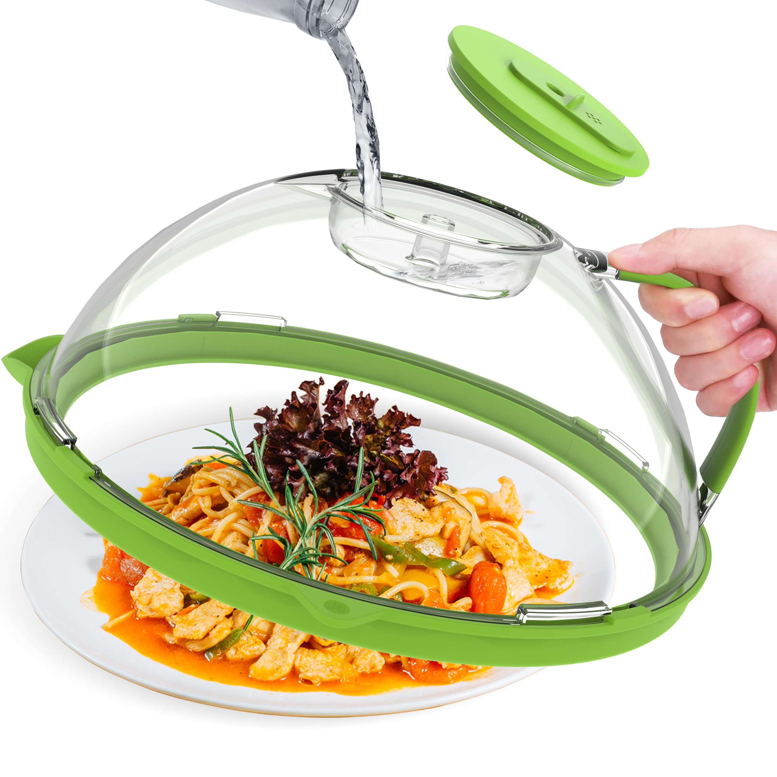 Upgraded Clear Microwave Splatter Cover with Adjustable Vents & Water Steamer - 10