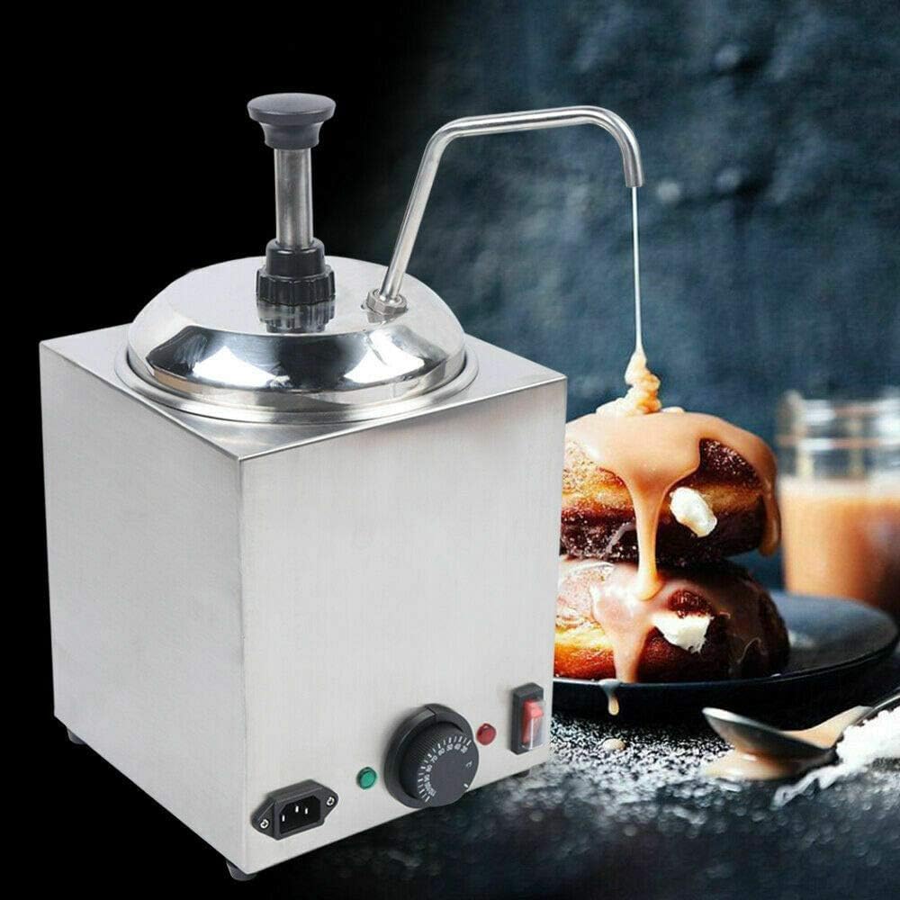 DYRABREST 2.5-Liter Commercial Cheese Warmer with Pump - Electric Nacho Cheese Dispenser for Hot Fudge, Caramel & Chocolate Sauce (30°C-110°C) - Perfect for Restaurants, Cinemas & Party Snack Stations