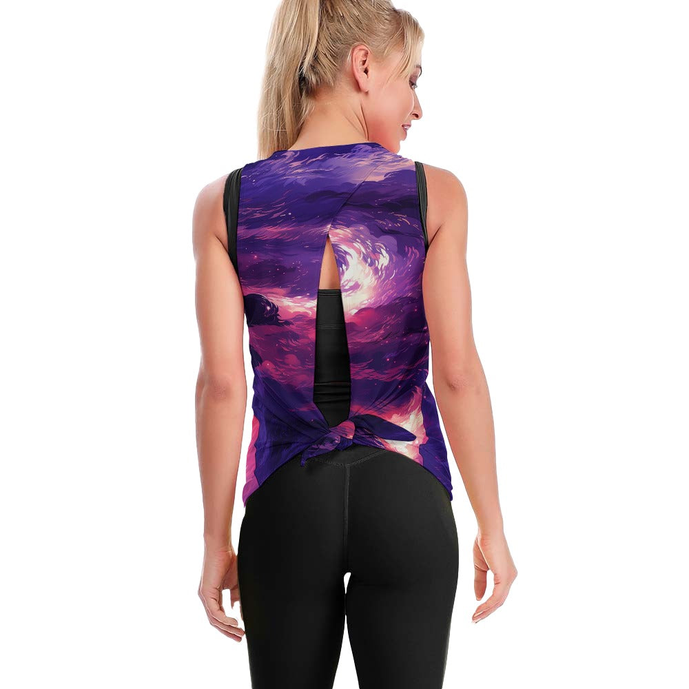 Breathable Purple Night Sky Yoga Vest for Women - Moisture Wicking Workout Top for Gym, Running & Yoga | Comfortable & Stylish Activewear