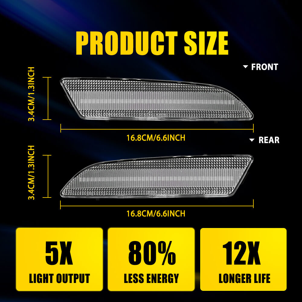 LED Side Marker Lights for 2004-2008 Chrysler Crossfire - Amber Front & Rear Turn Signal Lights - Perfect for Night Driving & Enhanced Vehicle Safety