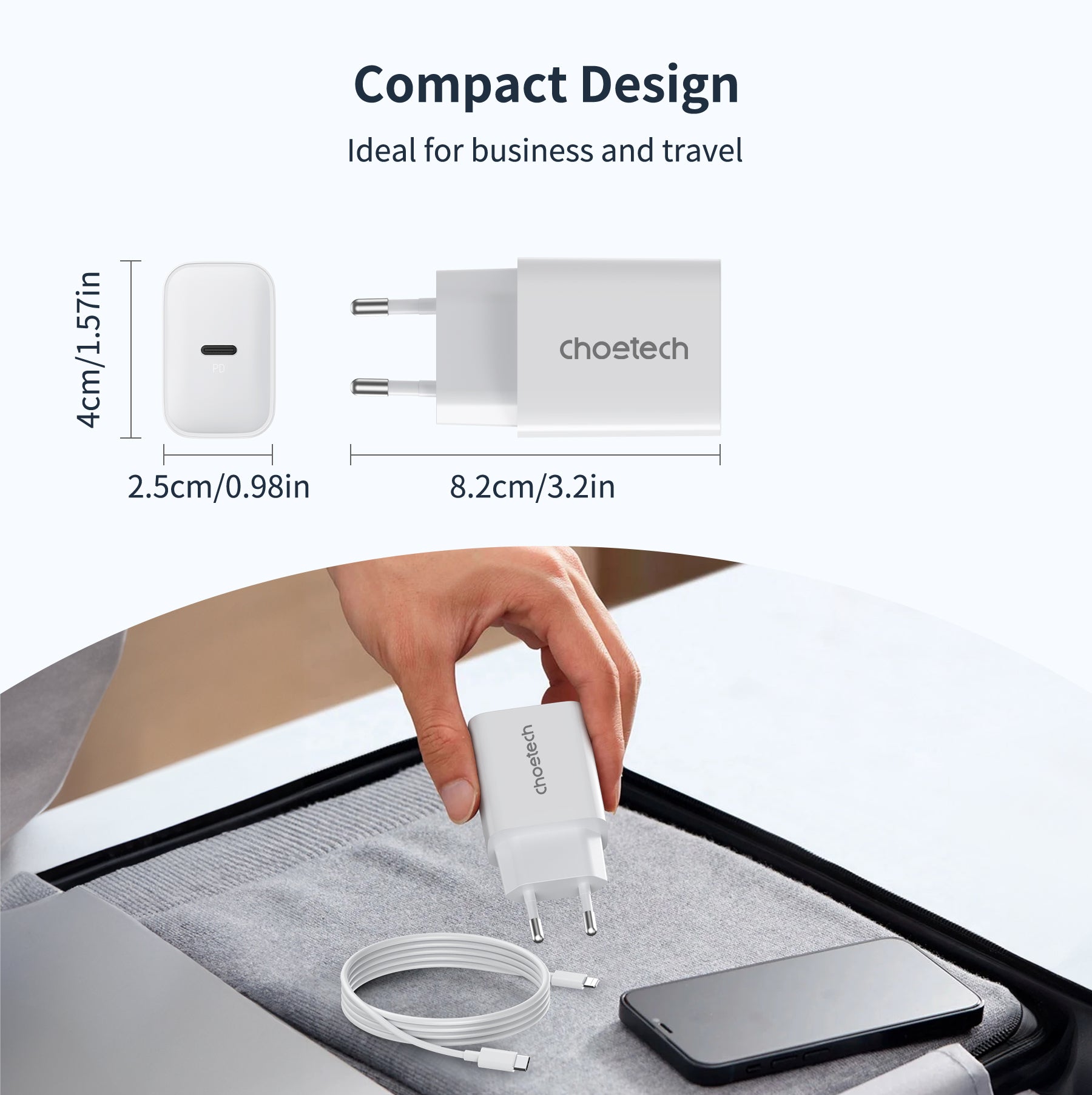 Choetech 30W PD Fast Charger with GaN Technology - USB C Wall Charger for iPhone 15/14/13, Samsung Galaxy, iPad - Compact & Powerful Charging for Travel, Home & Office