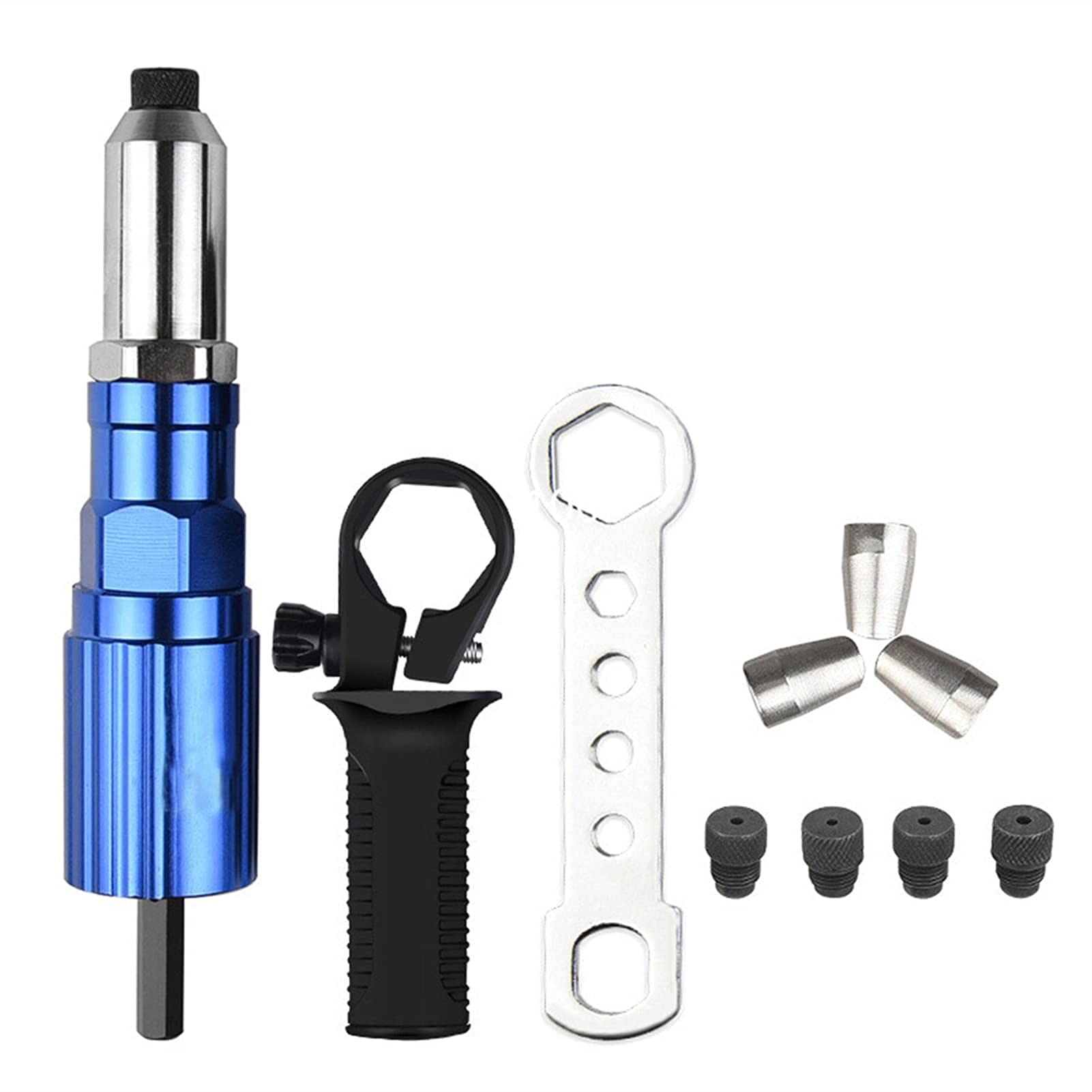 Electric Pull Rivet Gun Drill Adapter Kit - Heavy Duty Metal Riveting Tool with Nail Gun Rivets Set - Portable Hand Tool for DIY, Metalworking, Automotive & Home Repair Projects