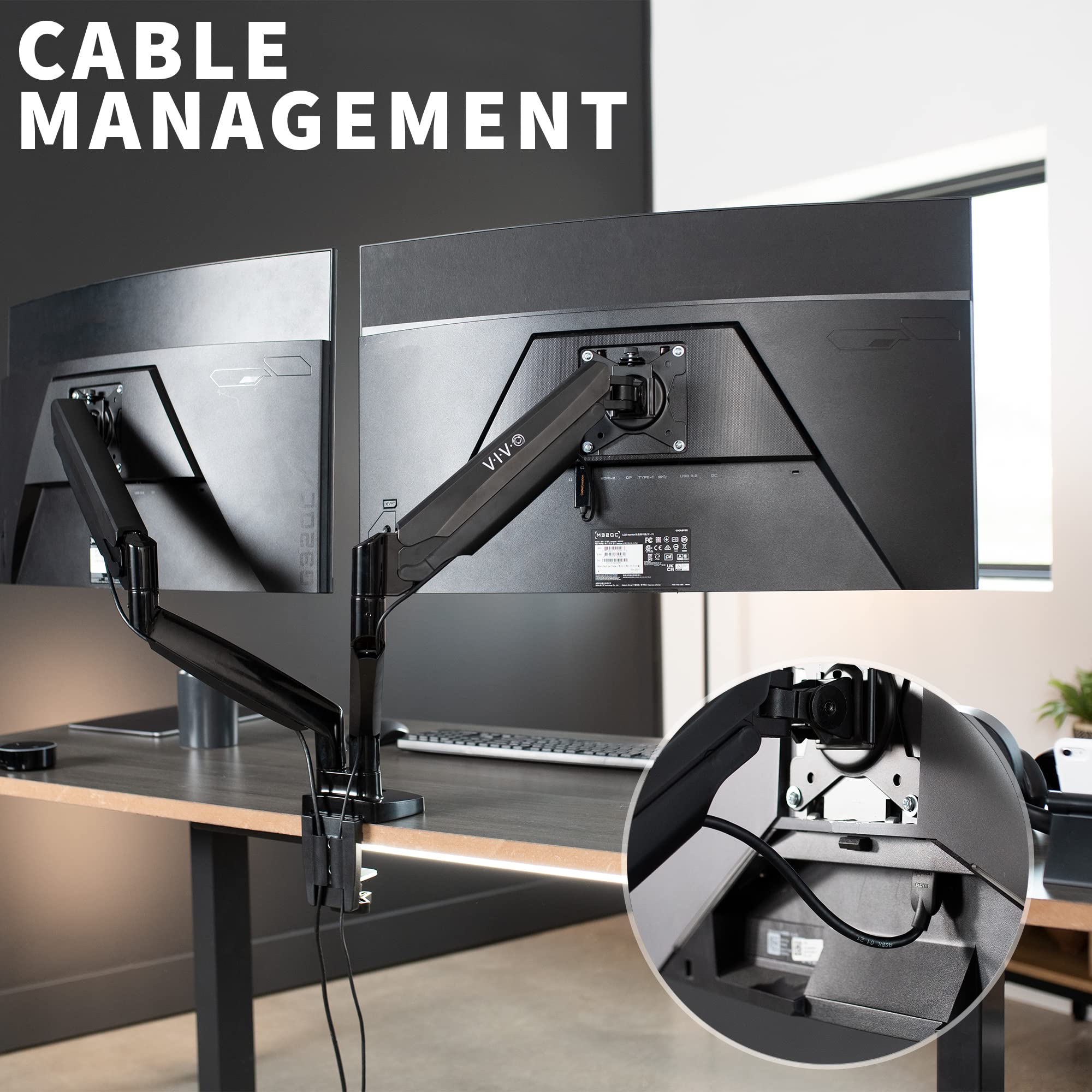 Premium VIVO Aluminum Dual Monitor Arm Stand - Heavy Duty Desk Mount for Ultrawide Screens up to 35