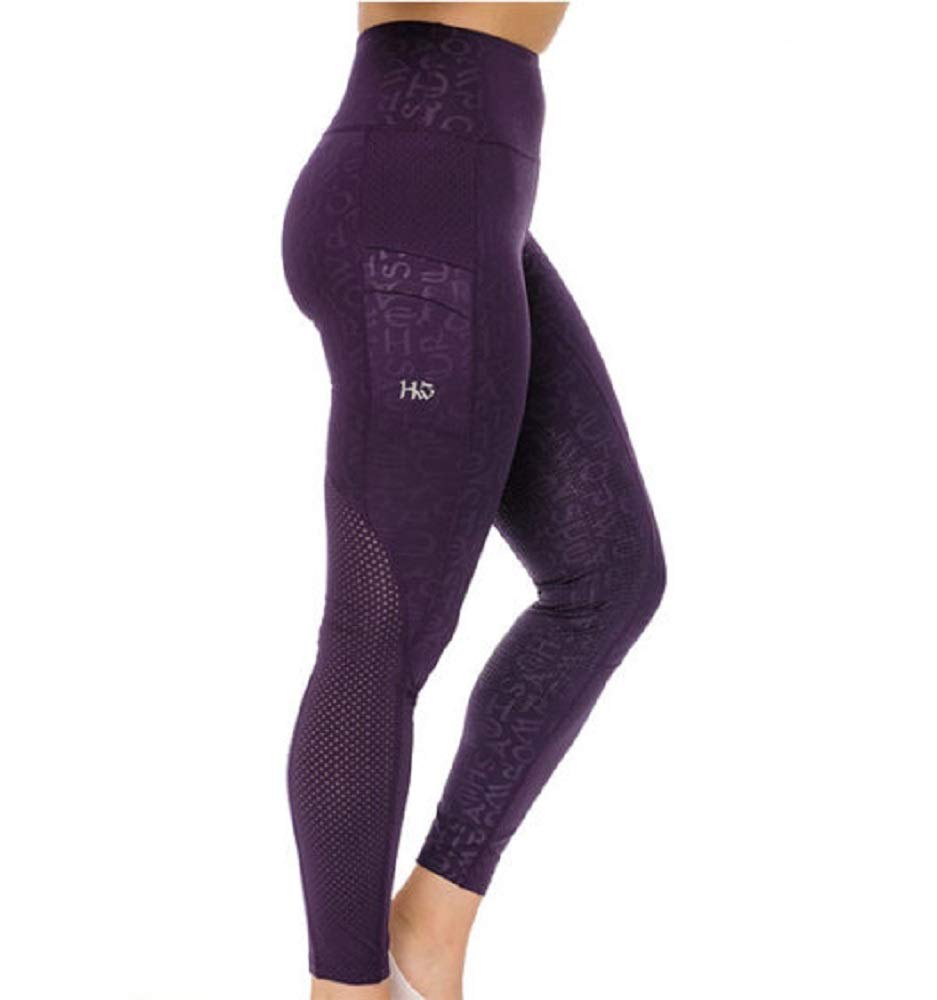 Horseware Ireland Ladies Monogram Riding Tights with Silicon Grip - Purple, X-Small | Equestrian Breeches for Women, Comfortable & Durable Horse Riding Pants for Training & Competition