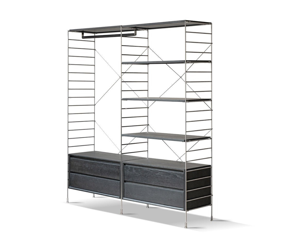 out of stock Smoked clothes hanger row 1.64 meters double drawer  2  partition  5  clothes rail  metal frame 1.64 meters suit 64.6х16.1х74 inch (164.2х41.3х185.5сm)