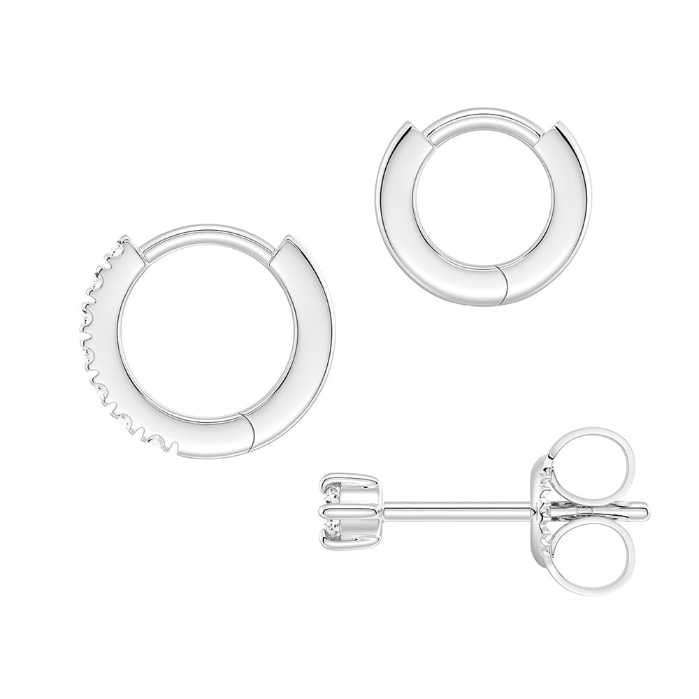 Lab Diamond Stud and Hoop Earrings Set - 3 Piece Stackable Jewelry for Women | Perfect for Weddings, Parties & Everyday Elegance
