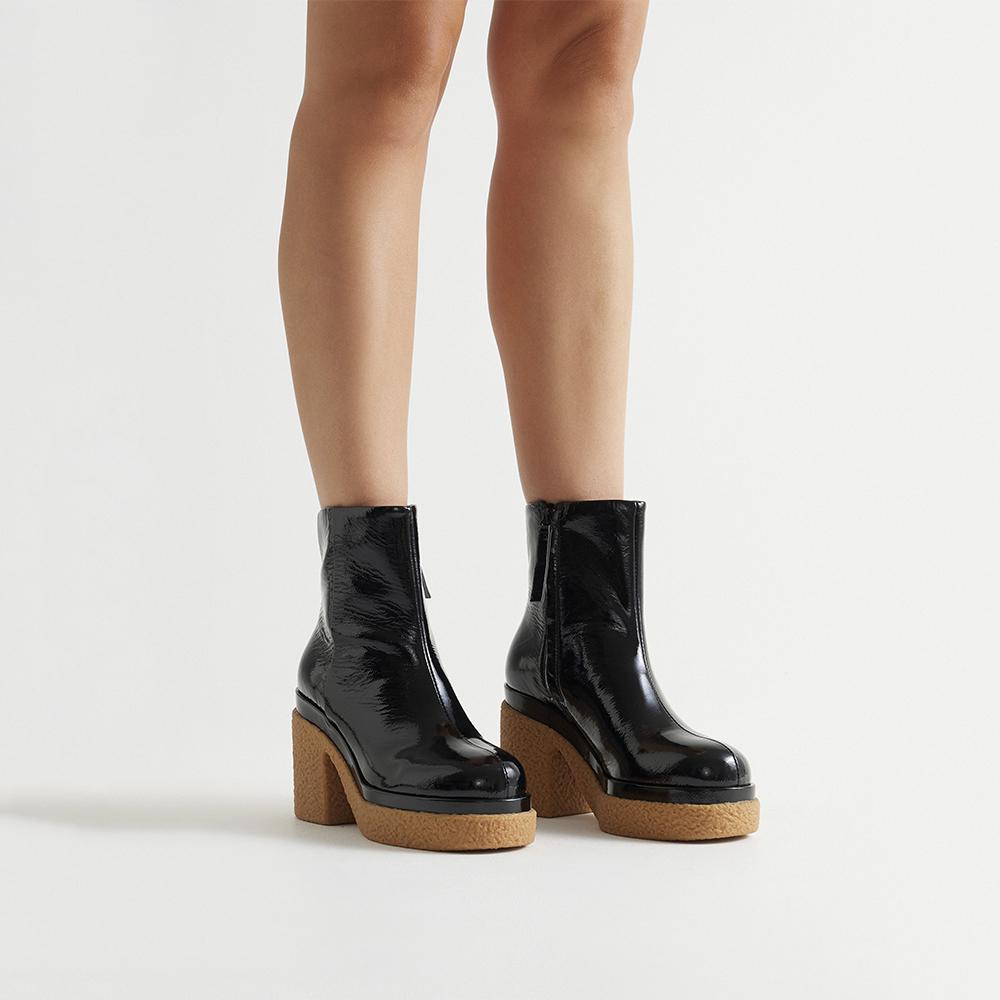 Altura Women's Ankle Boots - Patent Leather Chelsea Boots Black - Stylish & Comfortable for Work, Date Night & Fall Fashion