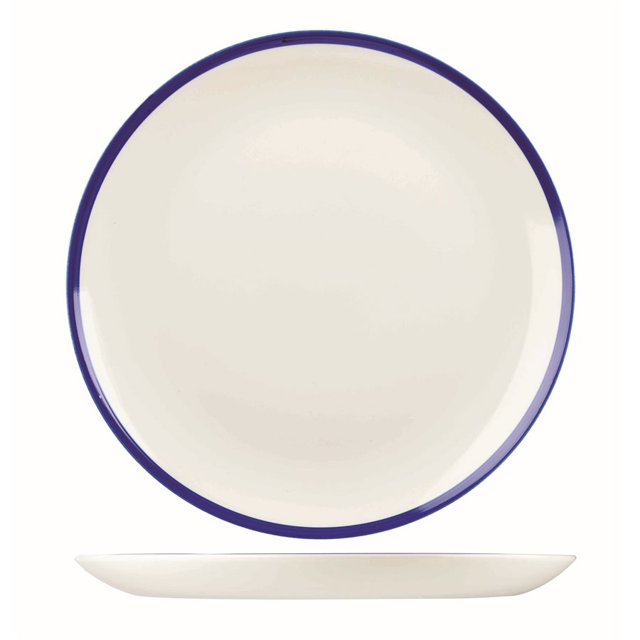 Vintage Churchill Retro Blue 10.25-Inch Coupe Plates - Set of 12 White Dinner Plates (WHBBEV10) - Perfect for Elegant Dining, Wedding Receptions & Vintage-Themed Parties