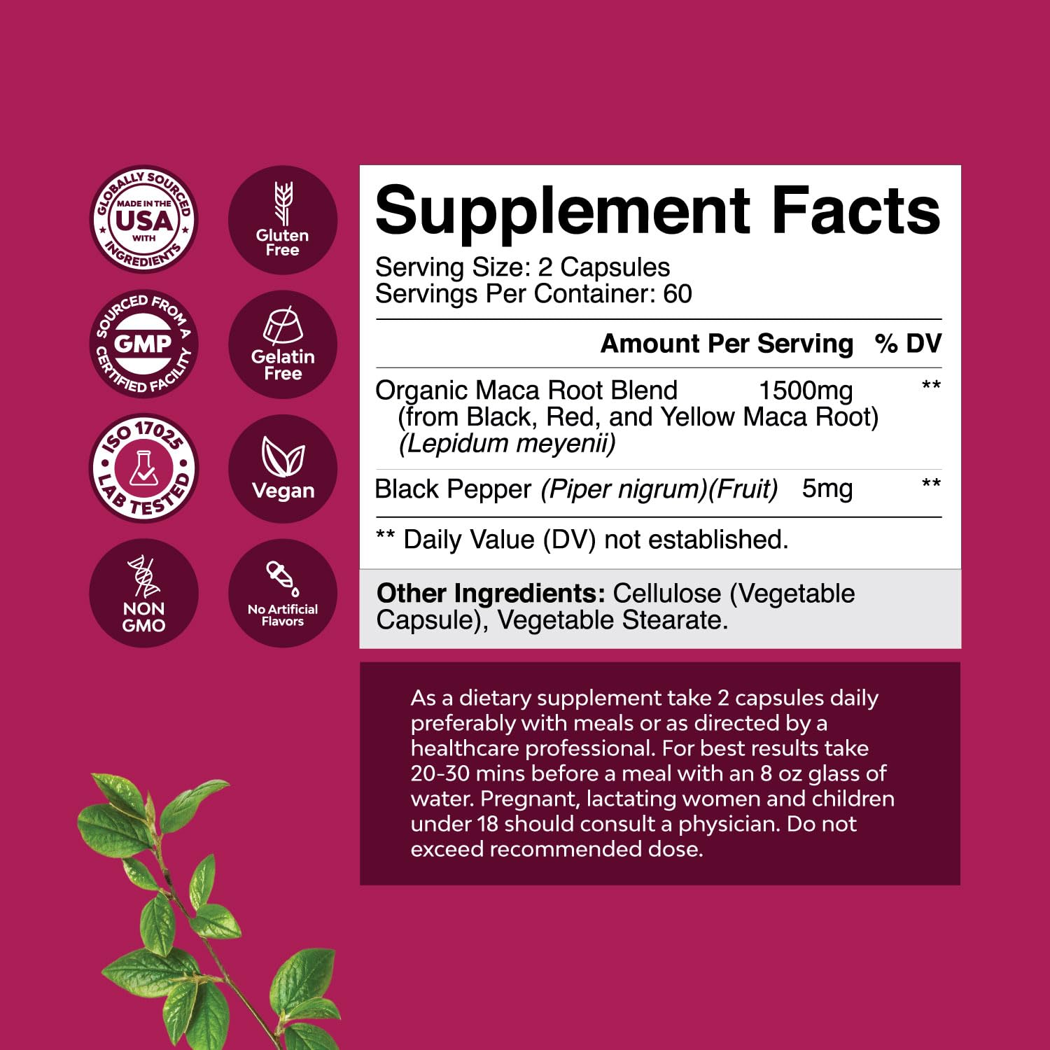 Organic Maca Root Capsules for Women - Natural Female Enhancement Supplement with Red, Yellow & Black Maca Blend - Non-GMO, Vegan, Gluten-Free, No Artificial Colors - 120 Count - Boost Energy, Hormone Balance & Libido for Busy Women