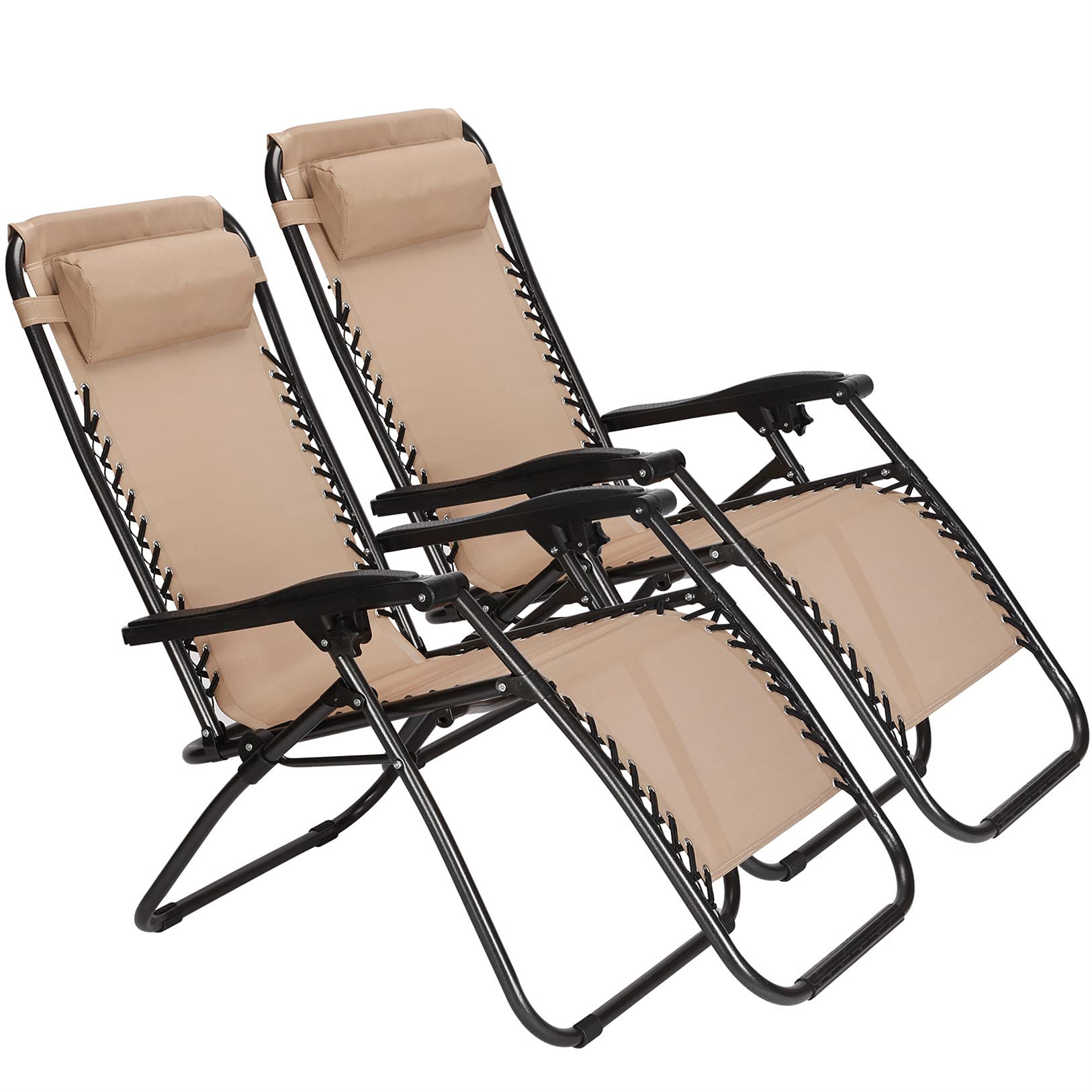 **Portable Folding Lounge Chair for Adults - Adjustable Recliner with Pillow & Cup Holder - Perfect for Beach, Camping, Poolside, Garden & Deck Relaxation**