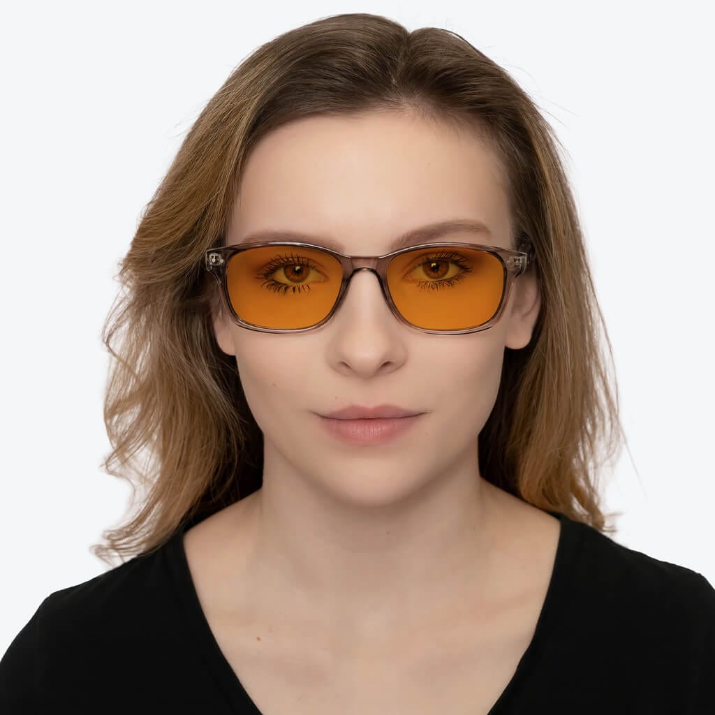 SunDown Lucent Blue Light Blocking Glasses - Pearl Grey Frame for Eye Strain Relief & Better Sleep | Perfect for Nighttime Use, Gaming, and Computer Work