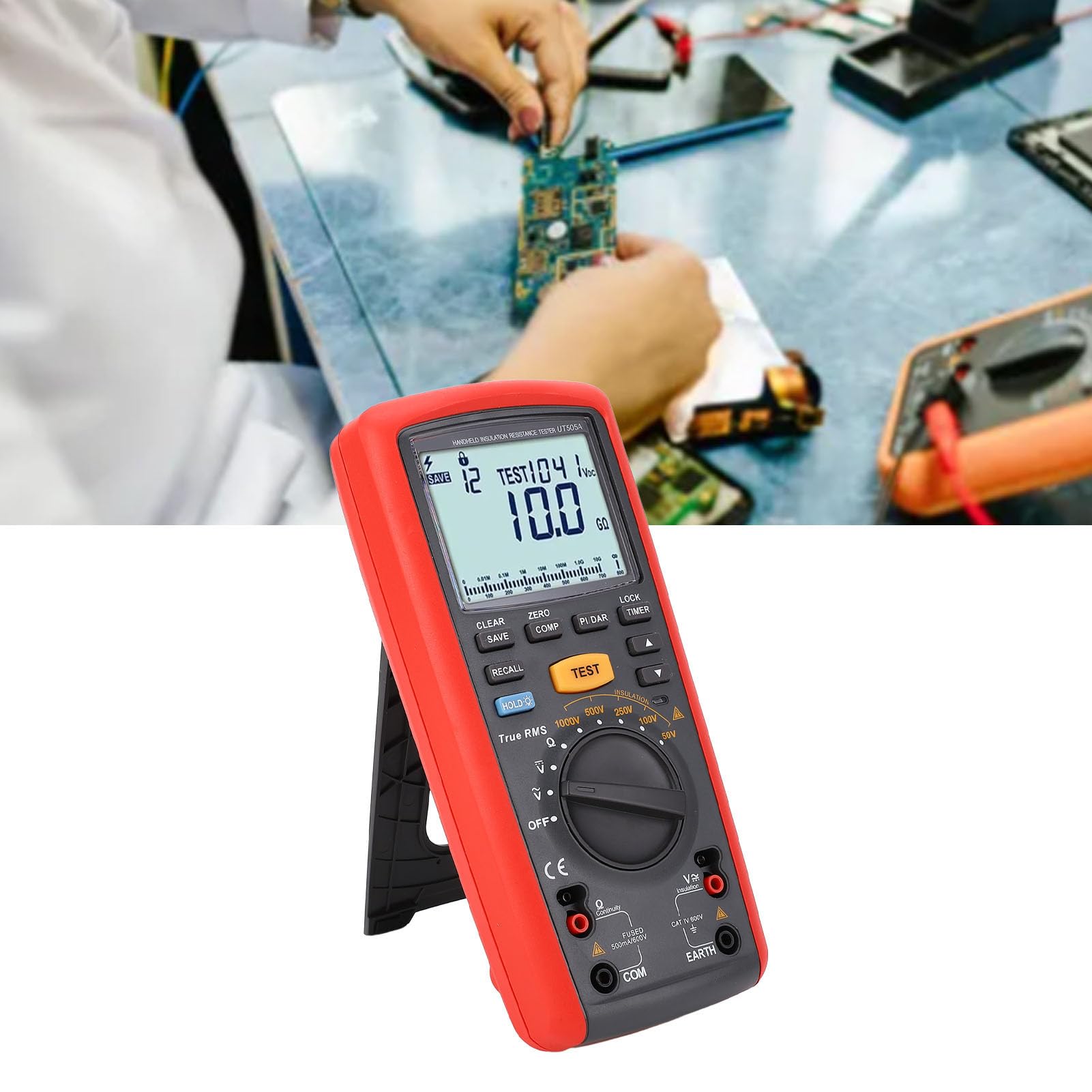 UT505A Handheld Digital Insulation Resistance Tester - 1000V Megohmmeter for Home & Industrial Electrical Safety Testing - Perfect for HVAC, Motors, and Wiring Inspections