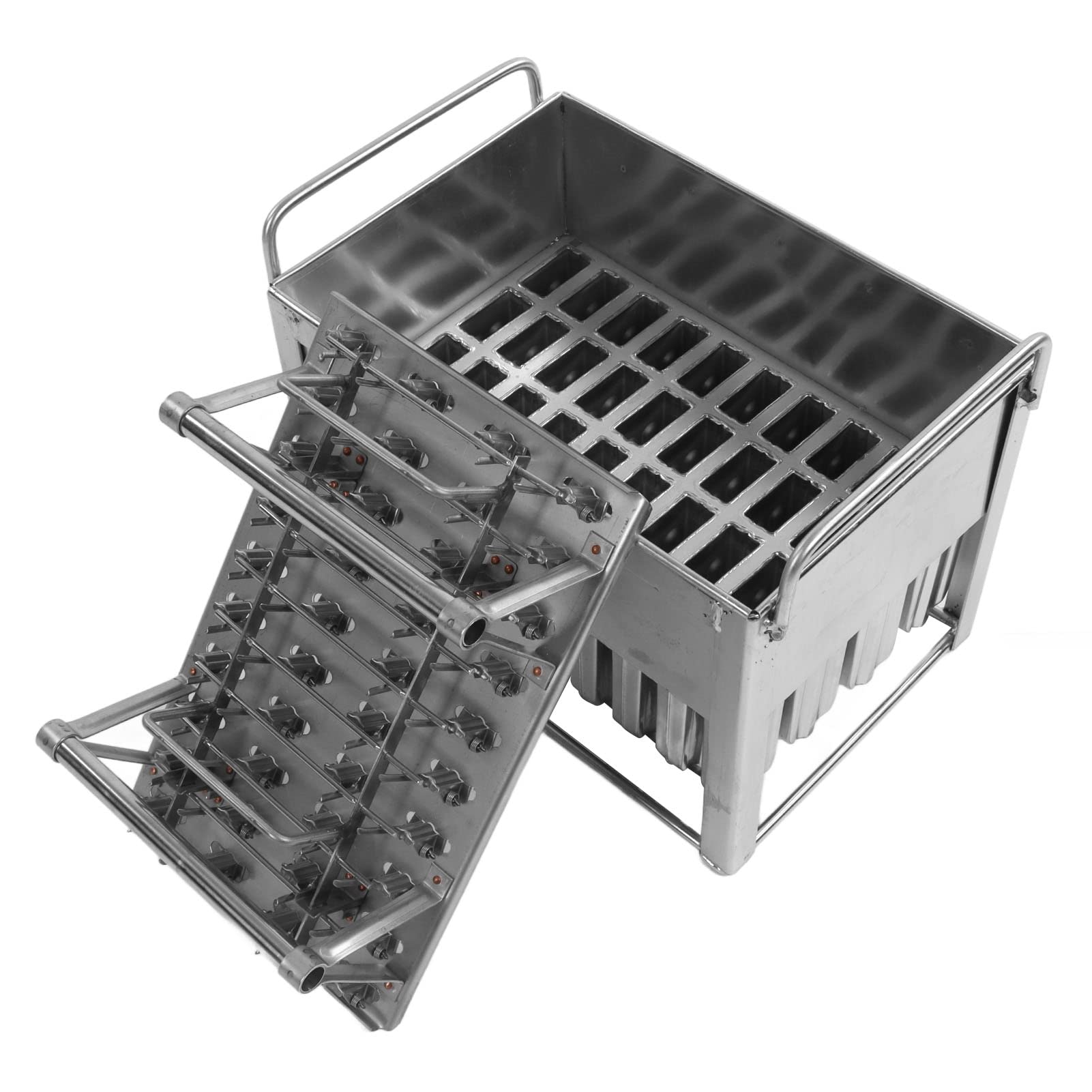 TOPINCN Stainless Steel Ice Cream Maker Mold - DIY Popsicle Molds & Freezer Tray with Lid for Homemade Ice Cream Sticks | Perfect for Home Kitchen & Commercial Use | Great for Summer Parties, Kids Snacks & Dessert Making