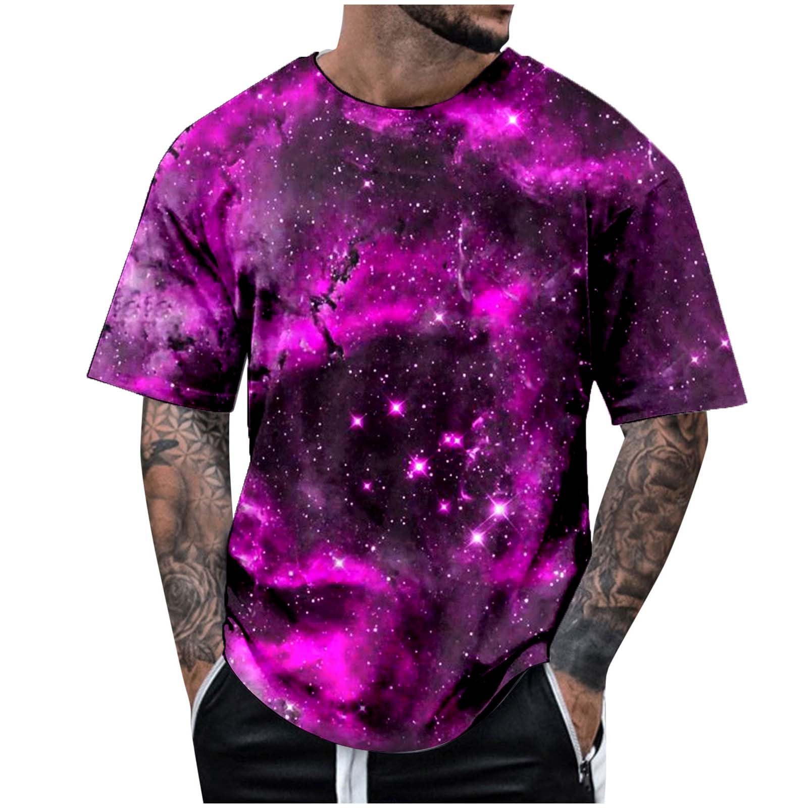 3D Printed Galaxy Solar System Planets Nebula T-Shirt for Men - Outer Space Crewneck Short Sleeve Tee - Perfect for Astronomy Lovers, Sci-Fi Fans & Casual Wear