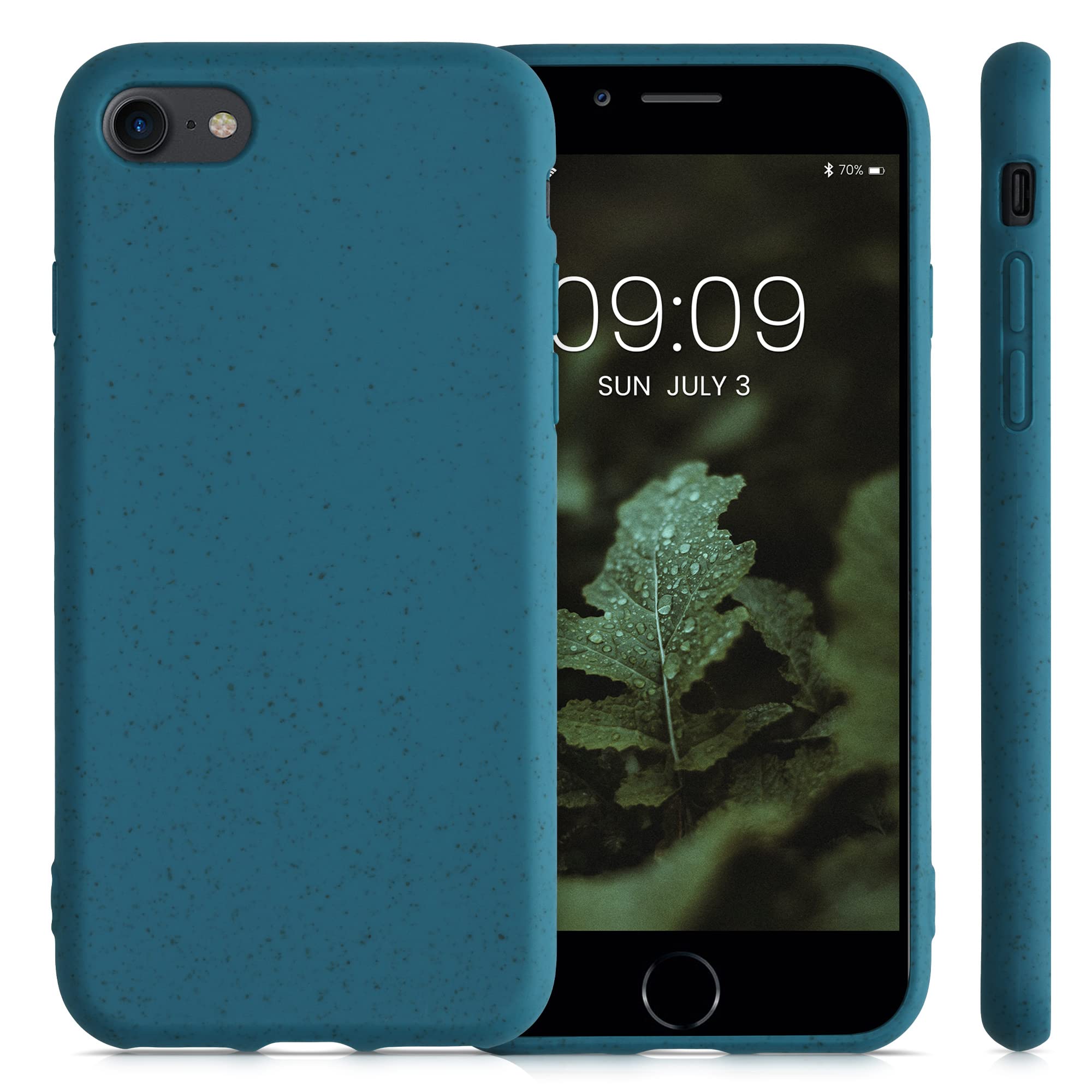 Eco-Friendly Wheat Straw iPhone Case Compatible with iPhone SE 2022/2020 & iPhone 8/7 - Biodegradable TPU Matte Cover in Caribbean Blue - Perfect for Daily Use, Travel & Outdoor Activities