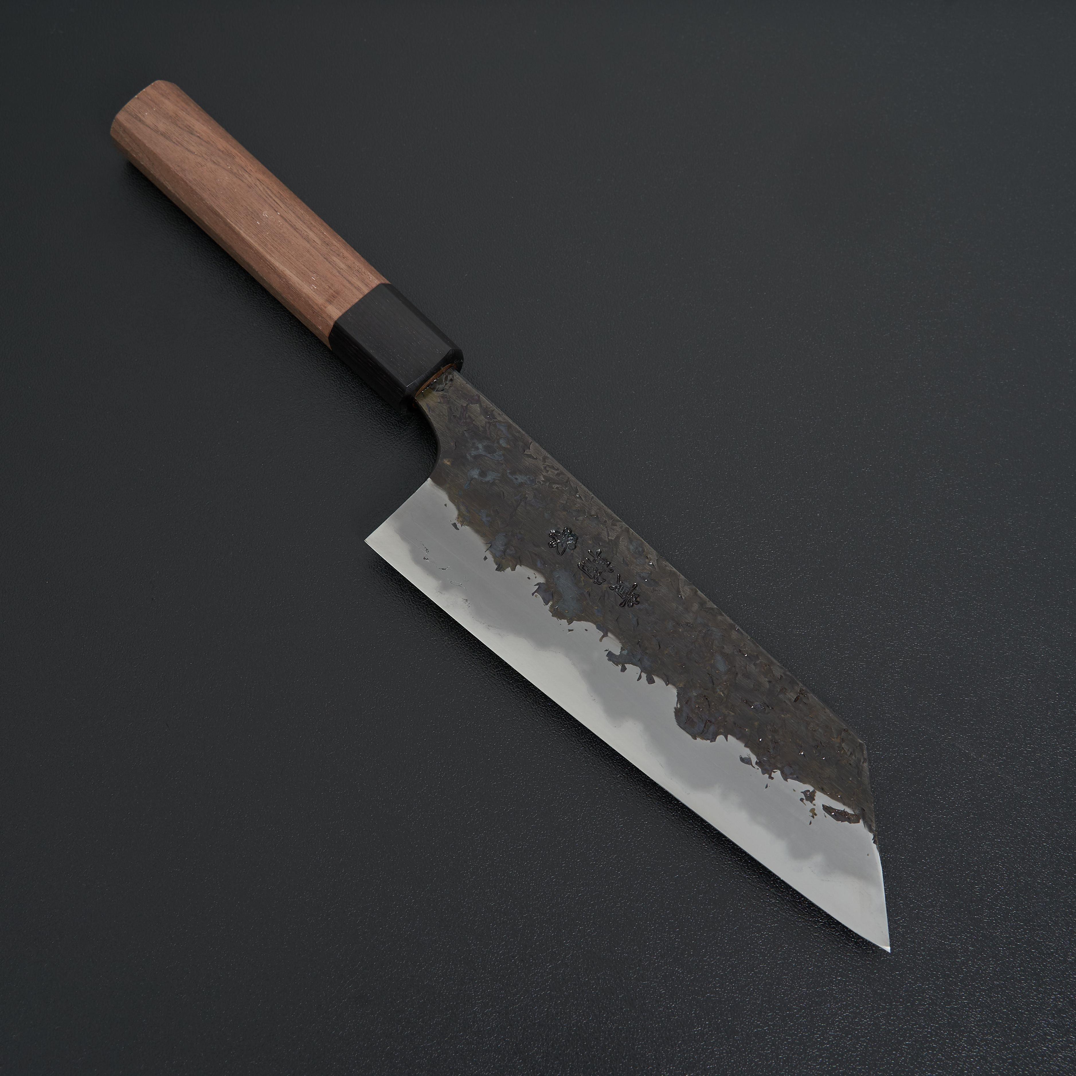 Premium Japanese Bunka Knife 165mm - Manaka Hamono Kisuke Blue #2 Steel Kurouchi Tsuchime Finish - Perfect for Sushi, Vegetables & Precision Cutting