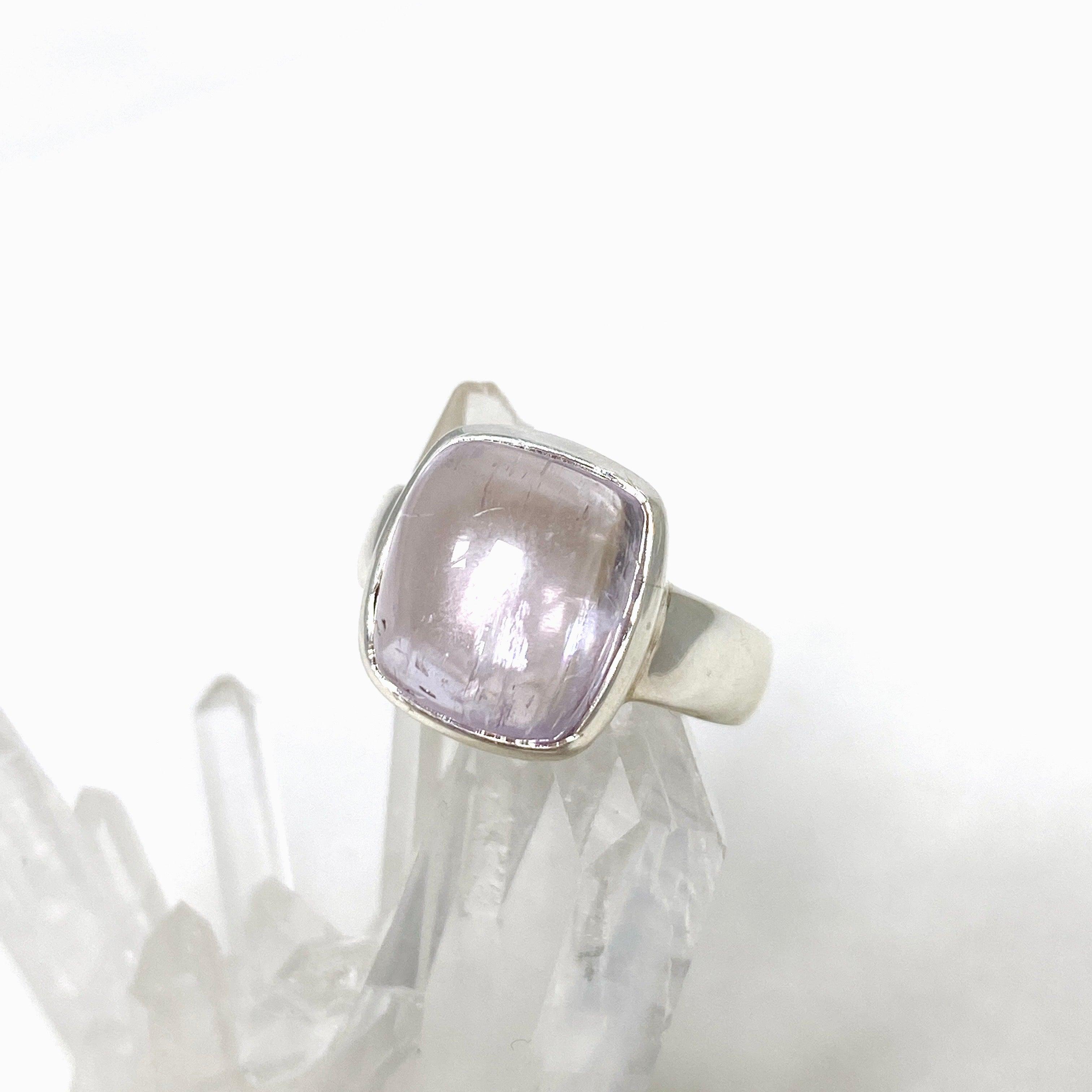 Kunzite Square Ring Size 7.5 PRGJ454 - Elegant Sterling Silver Jewelry for Women, Perfect for Weddings, Anniversaries & Special Occasions