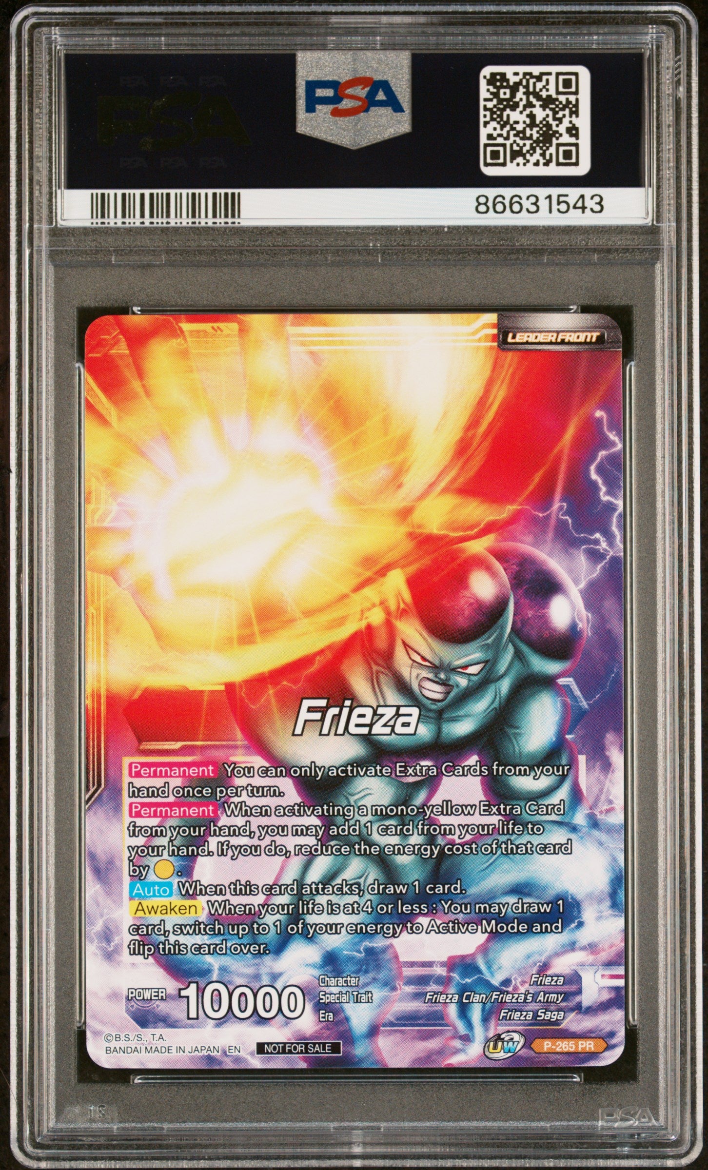 2021 Dragon Ball Super Unison Warrior MCH Frieza RSC MNCH #P265 PSA 10 Graded Card - Perfect for Collectors, Anime Fans & Investment - Display in Home, Office or Gaming Room
