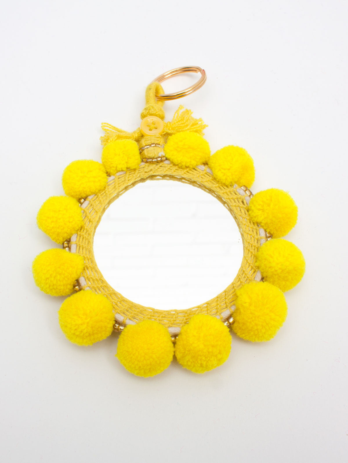 Super Soft Pom Pom Mirror Keychains - Large Size, Cute & Stylish Accessories for Women, Girls, Teens - Perfect for Handbags, Backpacks, Wallets & Key Organization