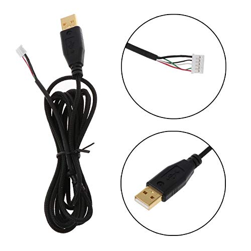 Premium Gold-Plated USB Mouse Cable - Nylon Braided Durable Replacement Wire for Razer Deathadder 2013 (6400DPI Gaming Mouse) - 2m Length - Perfect for Esports, PC Gaming & Office Work