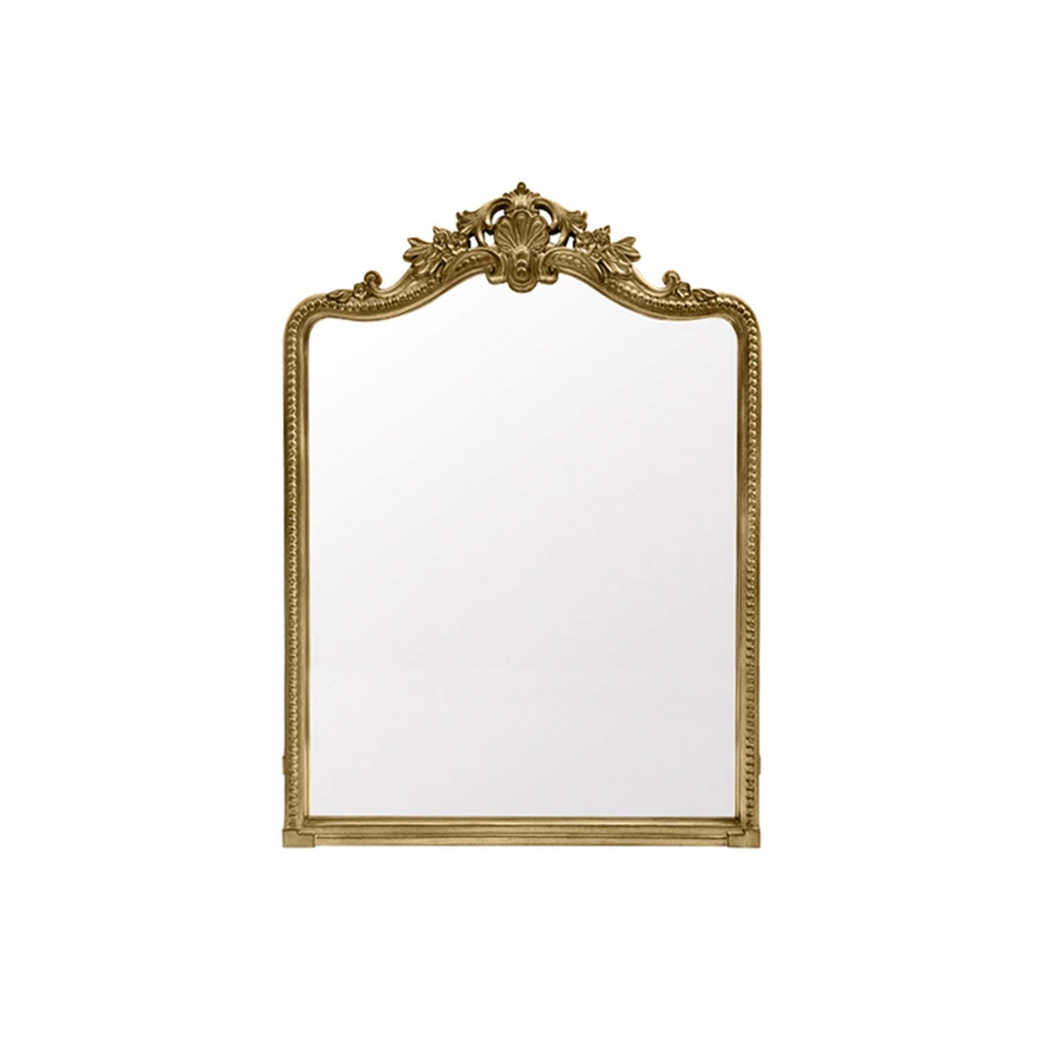 Antique Gold Hand Carved Rectangular Wall Mirror - 35x24 Inches Vintage Decorative Full Length Mirror for Living Room, Entryway, Bedroom & Makeup - Classic Metal Frame Wall-Mounted Mirror for Home Decor