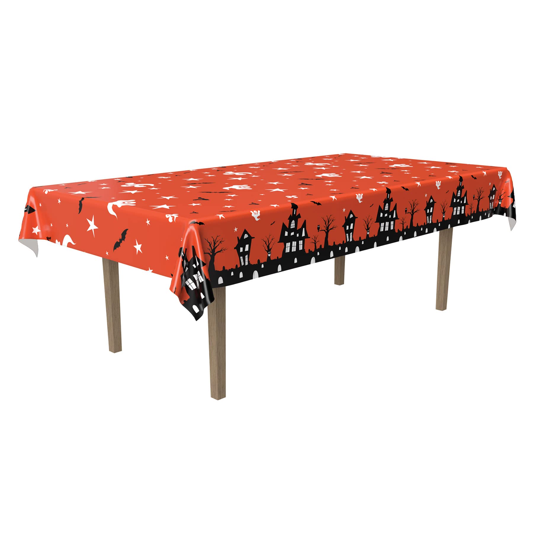 Beistle Haunted House Halloween Plastic Tablecover 54