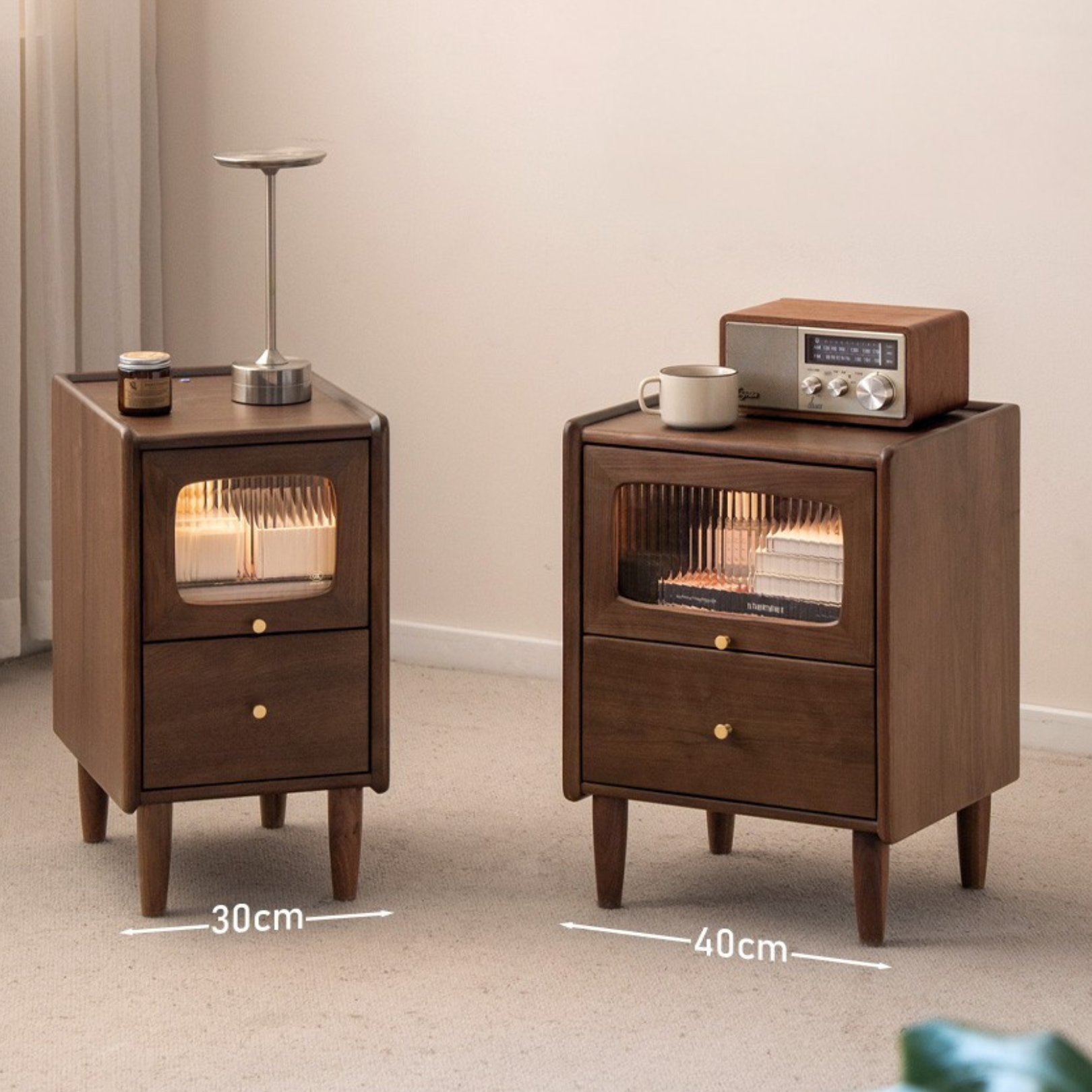 Solid Black Walnut Nightstand - Ultra Narrow Bedside Table with Calpa Wood - Perfect for Small Spaces, Apartments & Modern Bedrooms