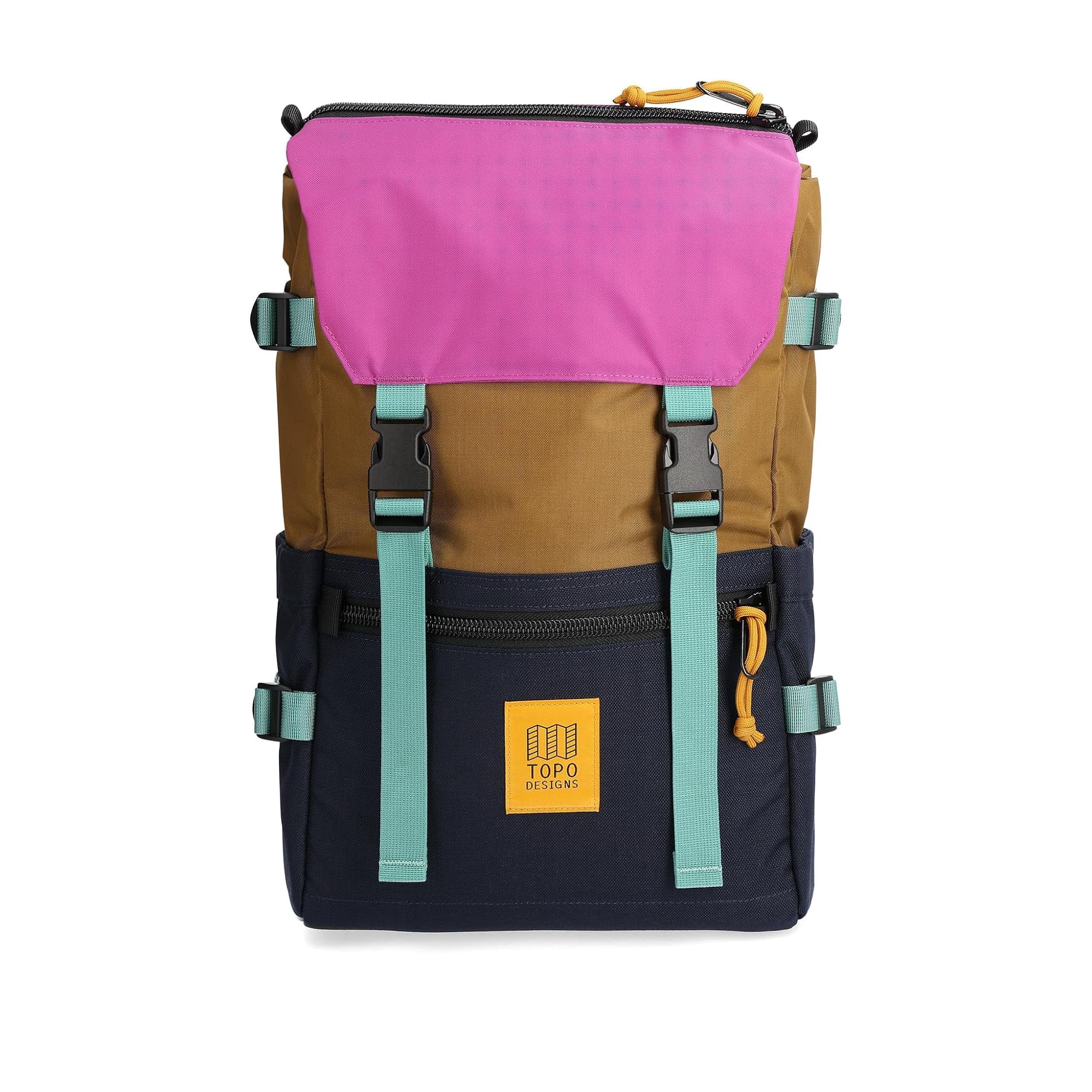 Topo Designs Rover Pack Classic Backpack - Durable Dark Khaki/Navy Daypack for Hiking, Travel & Commuting - Water-Resistant One Size Unisex Outdoor Bag