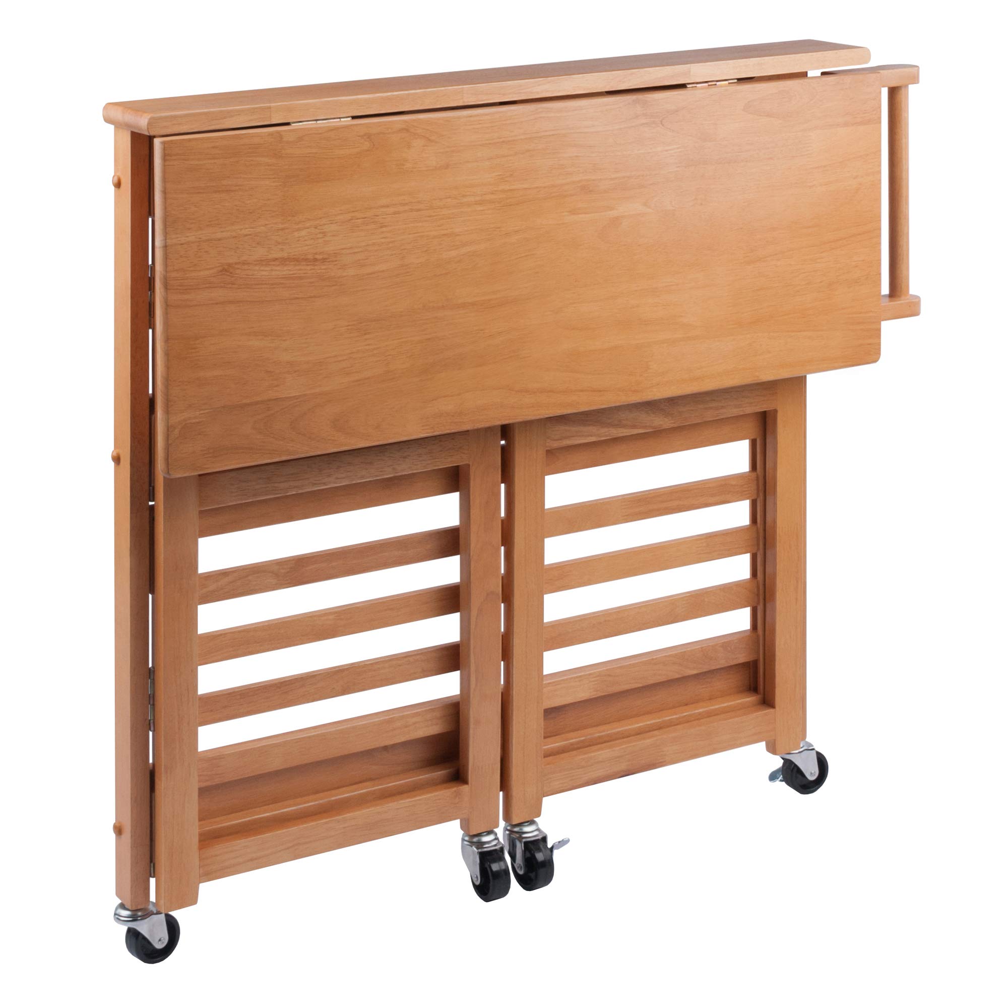 Winsome Radley Light Oak Kitchen Cart - Rolling Island with Storage Shelf for Small Spaces, Kitchen & Dining Room Organization