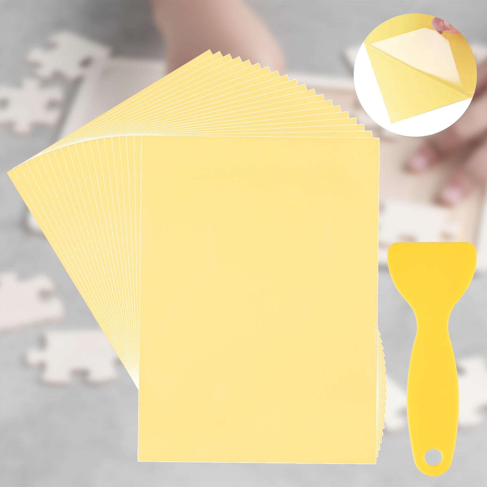 20 Sheets Transparent Puzzle Glue Sheets - Self-Adhesive Puzzle Film - Puzzle Stickers 25 × 18 cm - Perfect for Preserving and Framing Finished Jigsaw Puzzles