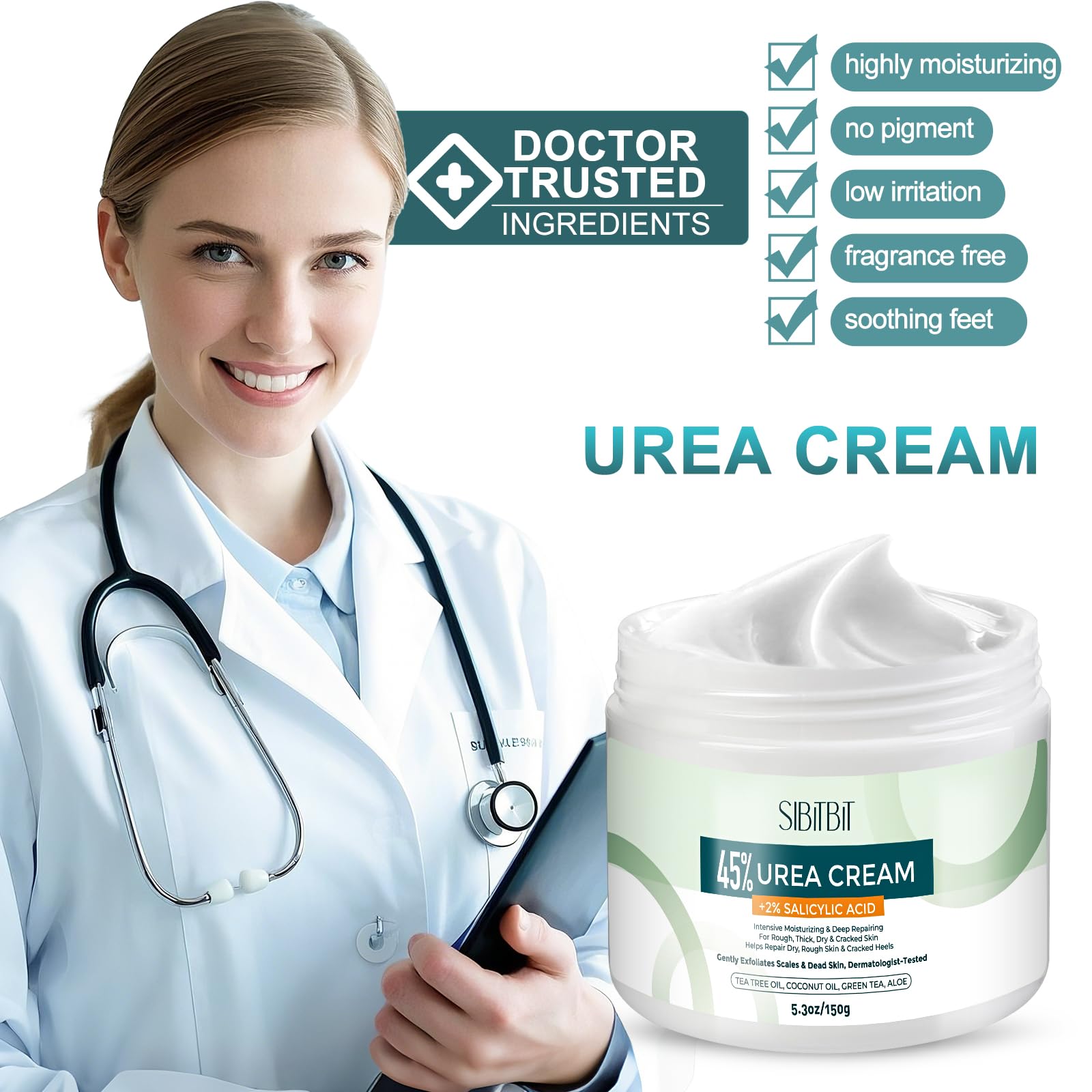 Urea Cream 45% with 2% Salicylic Acid - Maximum Strength Foot Moisturizer for Dry Cracked Heels, Hands & Feet - Dead Skin & Callus Remover - 5.29 oz with Foot Files & 10 Pairs Foot Mask Covers - Ideal for Pedicures, Foot Care & Cracked Heel Treatment