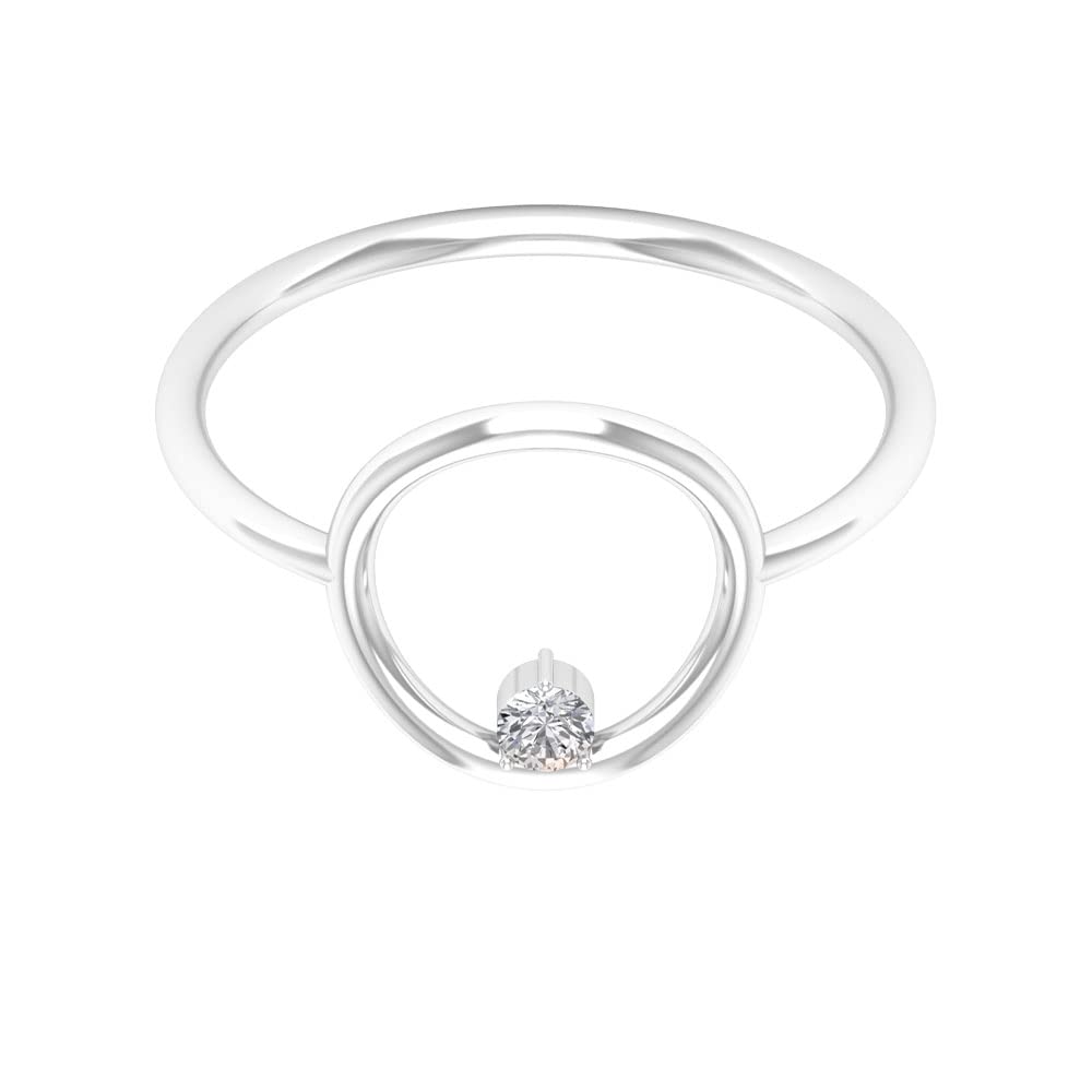Minimalist Diamond Open Circle Ring for Women - 14K Solid Gold Karma Ring - Elegant & Dainty Jewelry for Everyday Wear, Gift Giving & Special Occasions