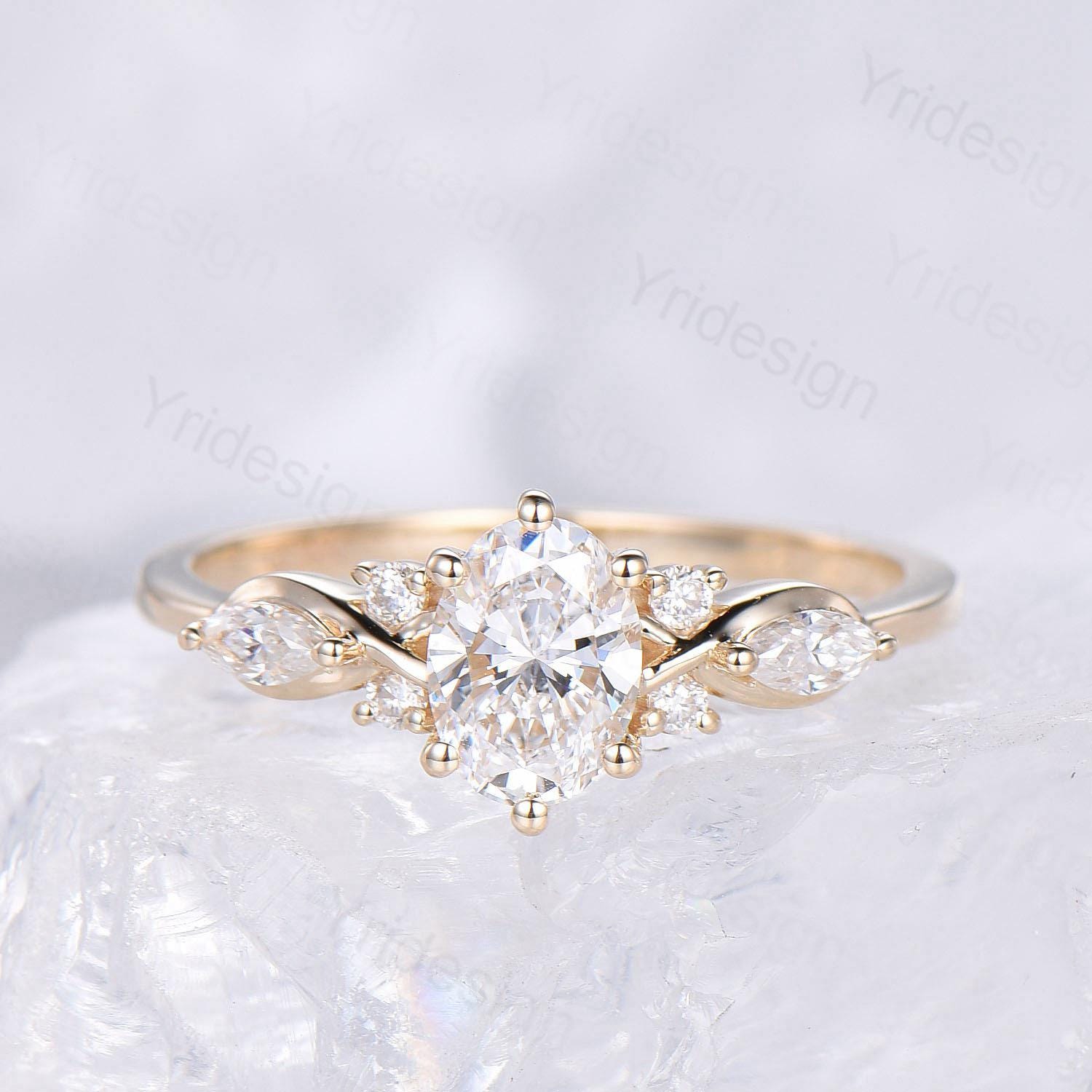 1 Carat VVS D Oval Lab Grown Diamond Engagement Ring Set with IGI Certificate - Unique Twisted Bridal Ring for Women - Perfect for Proposals, Weddings & Anniversary Gifts