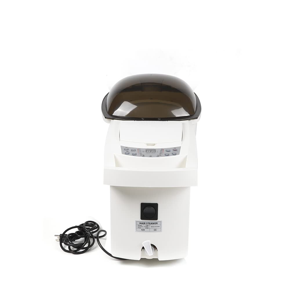Professional Hair Steamer with Ozone & LCD Display - Salon-Grade Rolling Oil Hair Styling Machine for Hair Dye, Deep Conditioning & Oil Treatment - Adjustable Timer for Home & Salon Use (White, US Stock) - Perfect for Hair Spa, Keratin Treatment & Scalp Therapy
