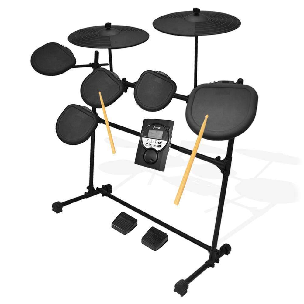 Pyle PED021M 9-Piece Electronic Drum Set with 5 Drum Pads, 2 Cymbal Pads, Hi-Hat, Bass Pedal & Stand - Professional/Beginner Drum Kit for Home Practice & Stage Performance